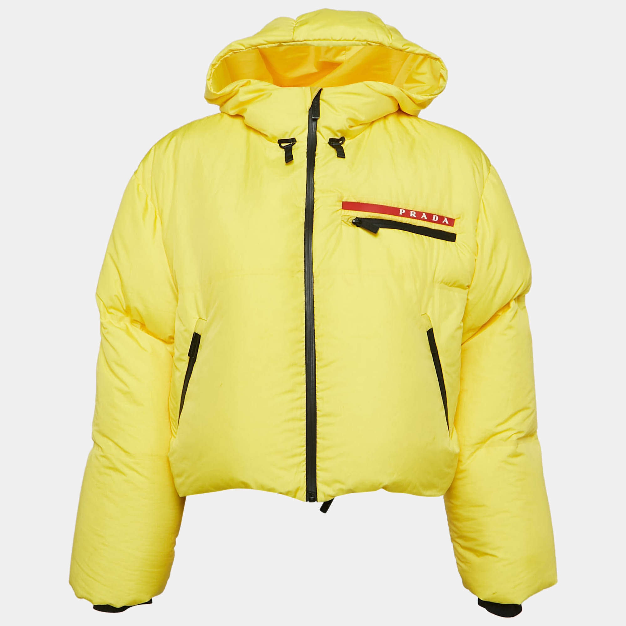 Prada Sports Yellow Technical Synthetic Puffer Down Jacket M