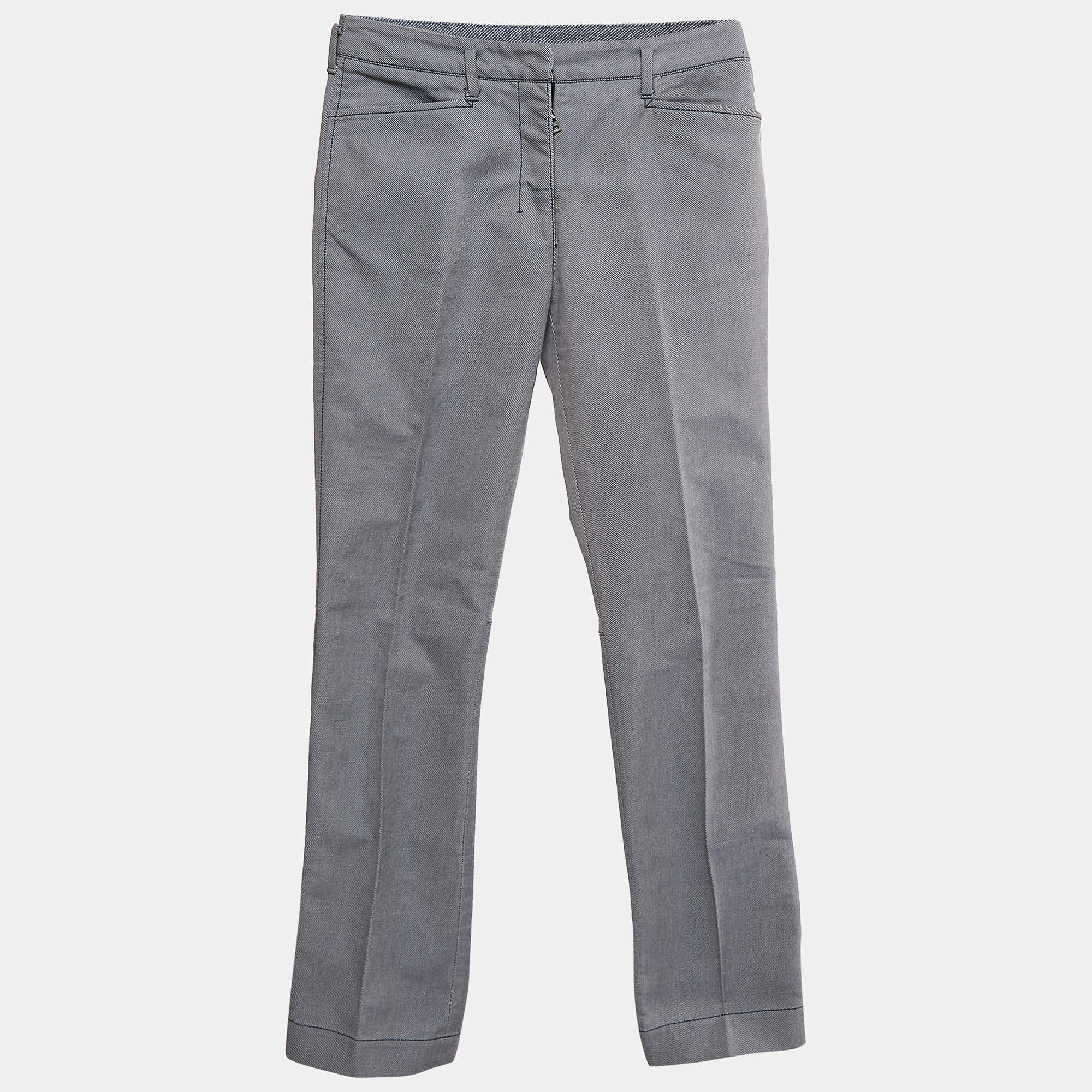 Prada Blue/White Synthetic Drill Trousers M