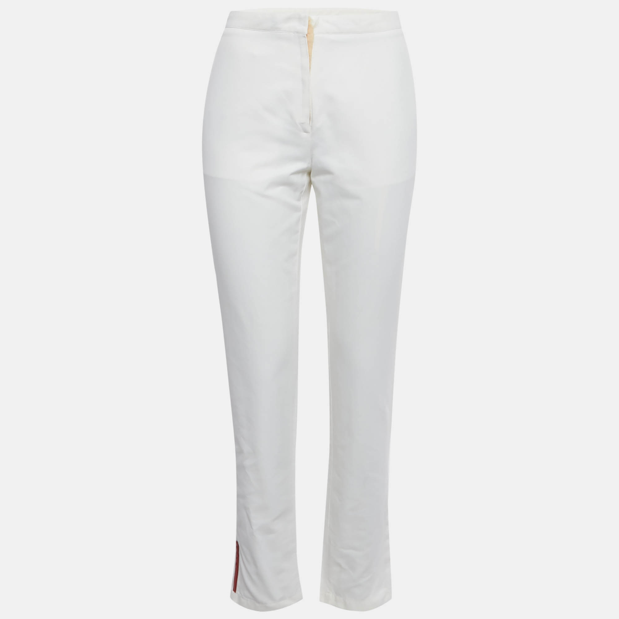 Pre Owned Prada Sport White Cotton Trousers M