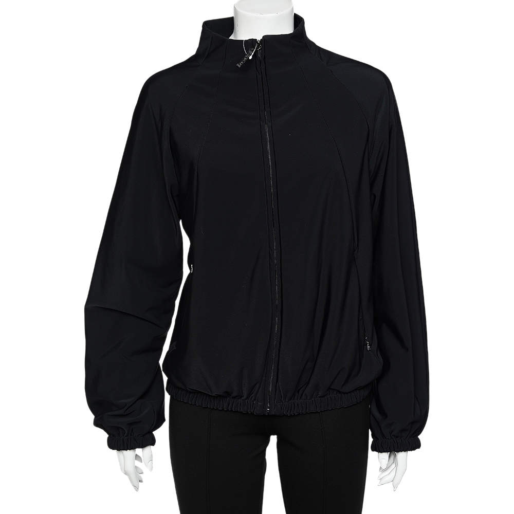 Prada Black Jersey Knit Zip Front Jacket XL