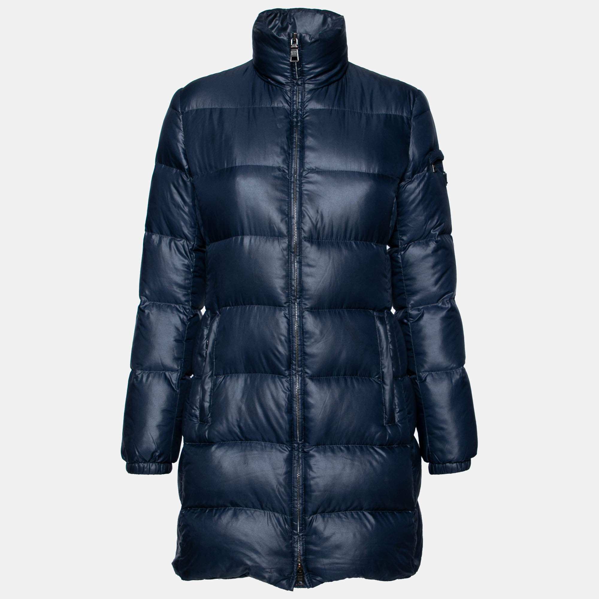 Prada Blue Down Synthetic Zip Front Jacket M