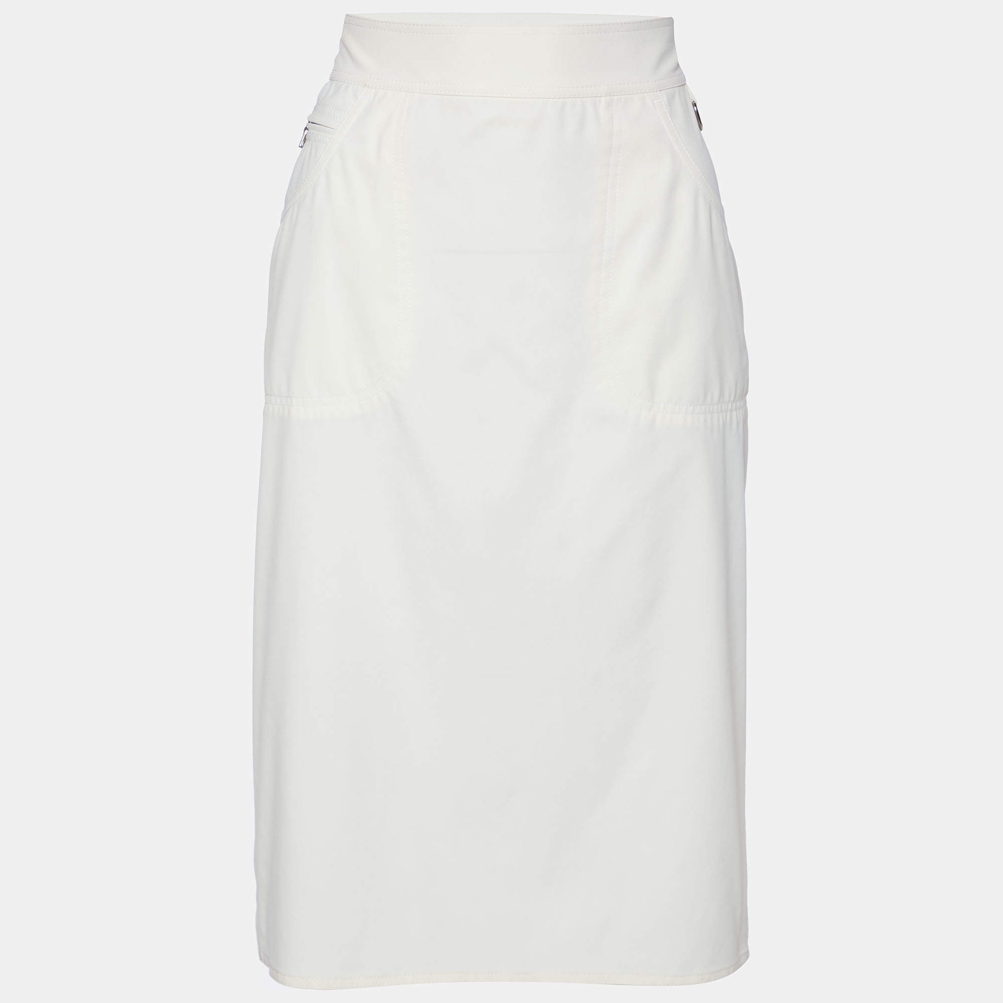 Pre Owned Prada Sport Off-White Nylon Pencil Skirt M