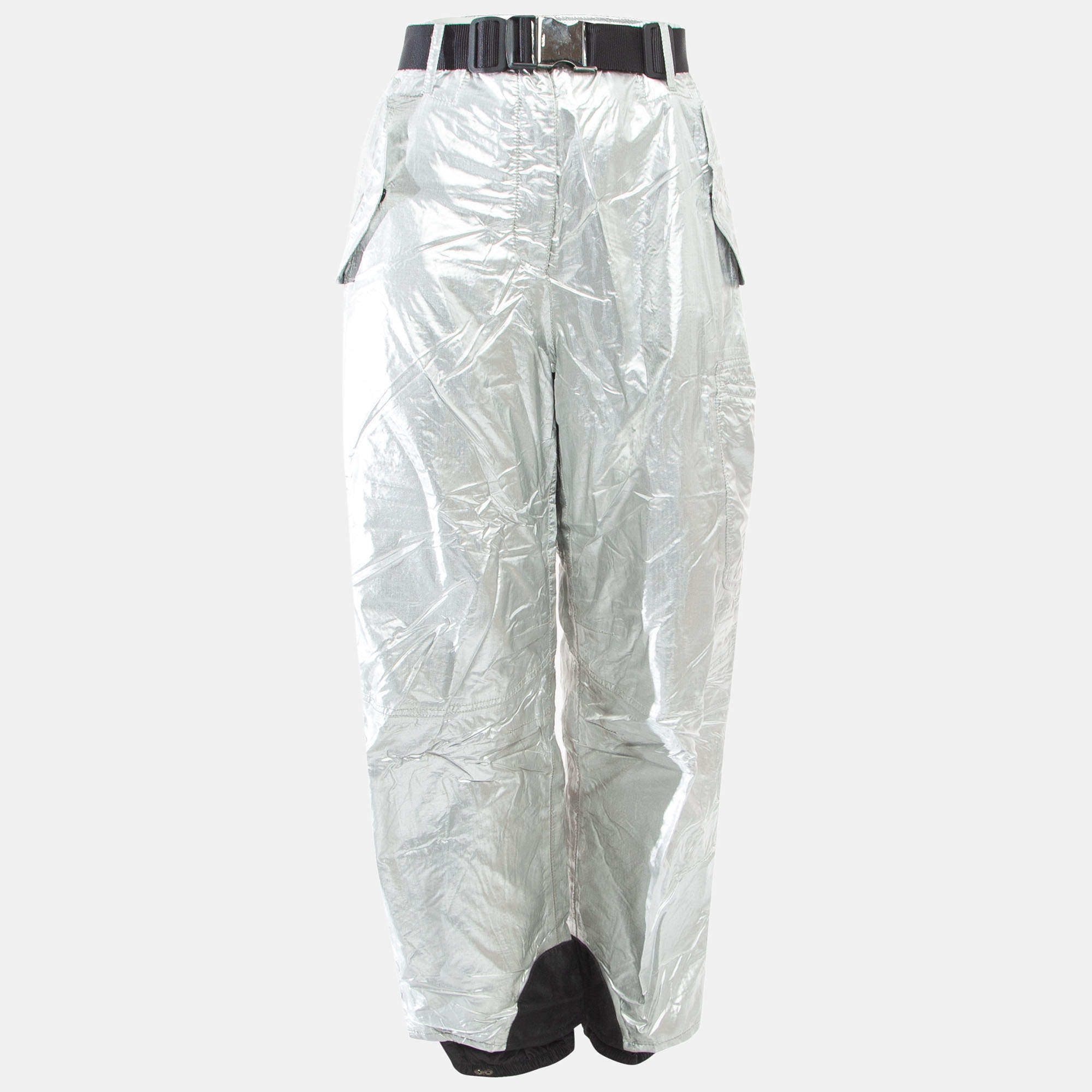 Prada Sport Silver Nylon Belted Ski Pants M