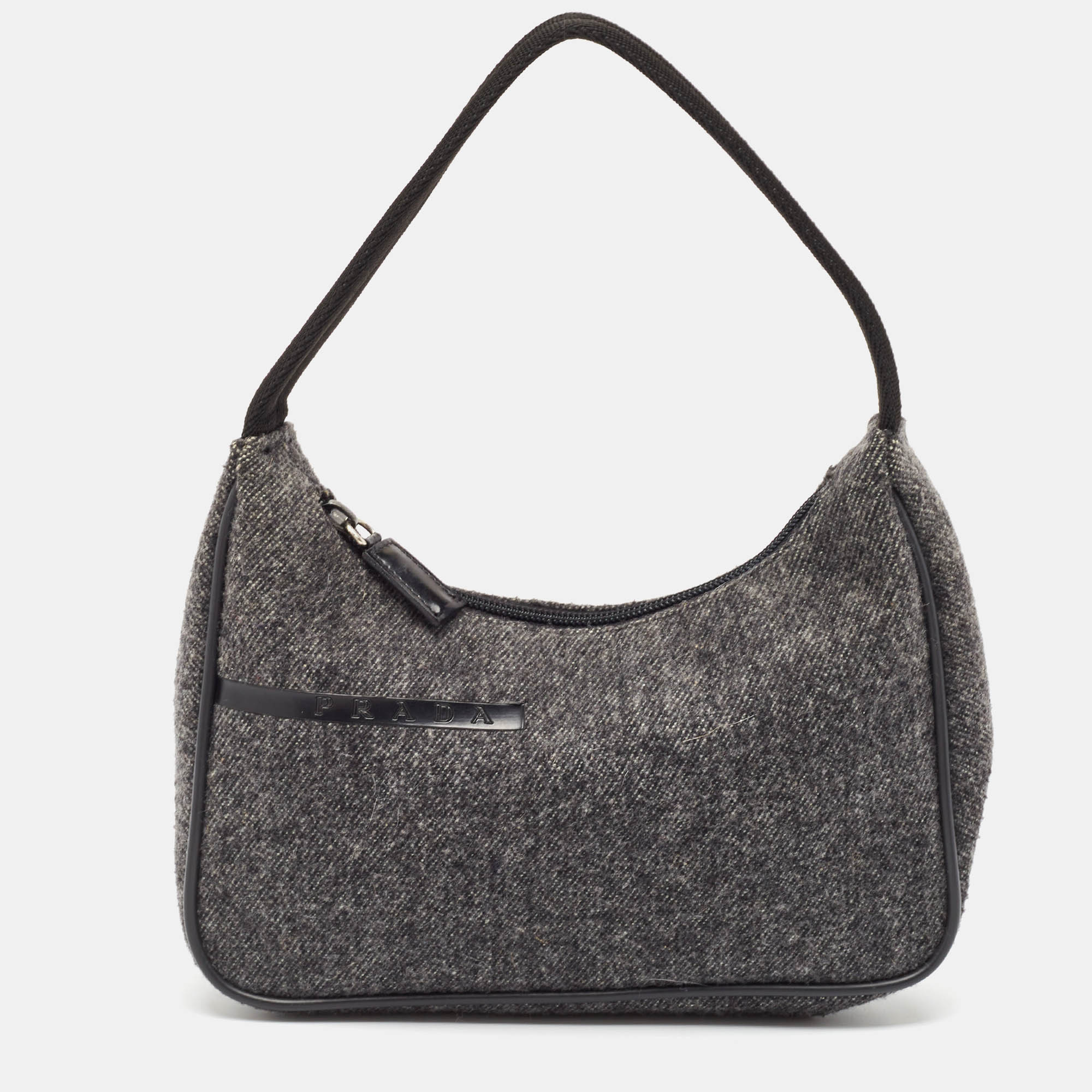 Pre Owned Prada Sport Grey Wool Shoulder Bag