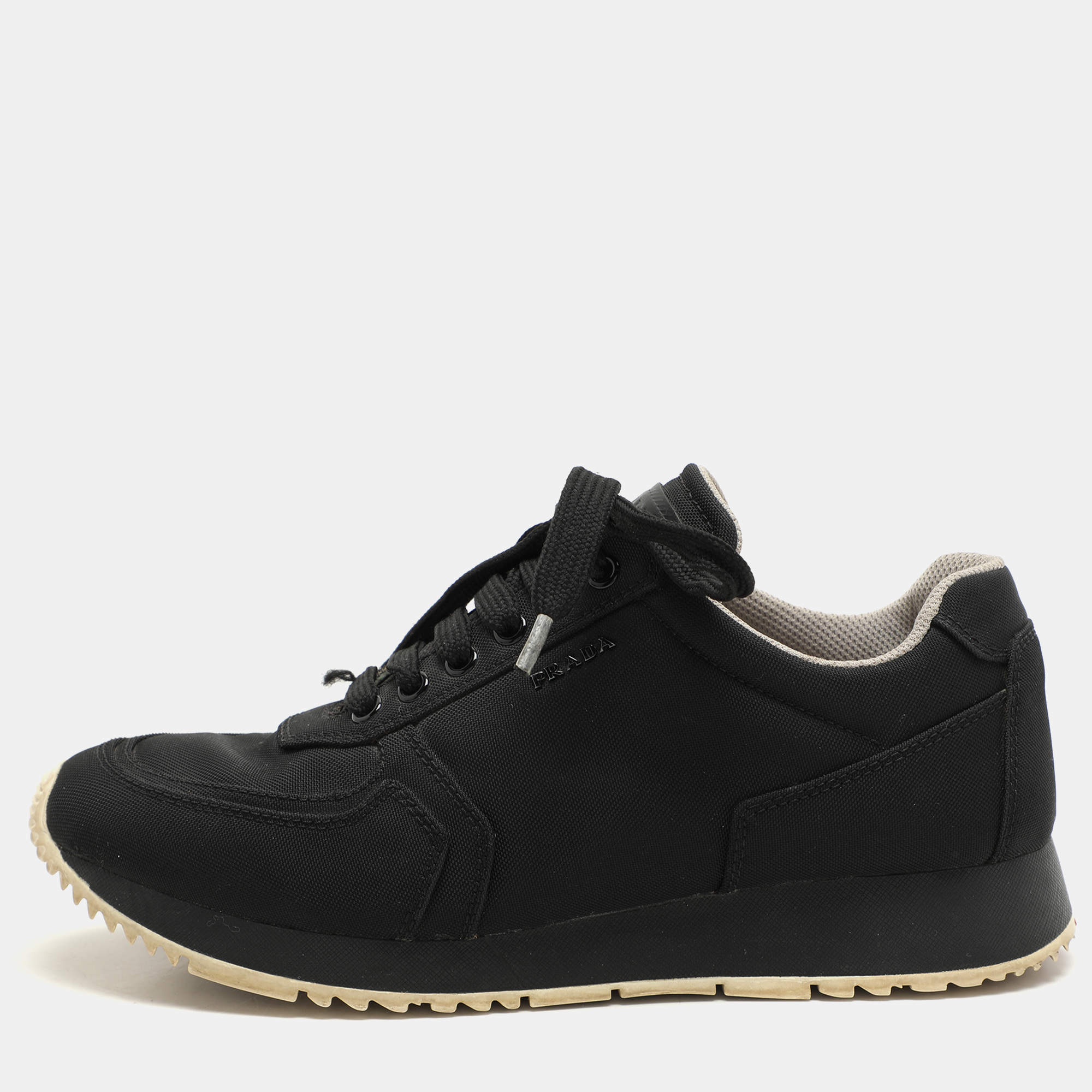 Prada Sport Black Nylon Low Top Sneakers Size 39