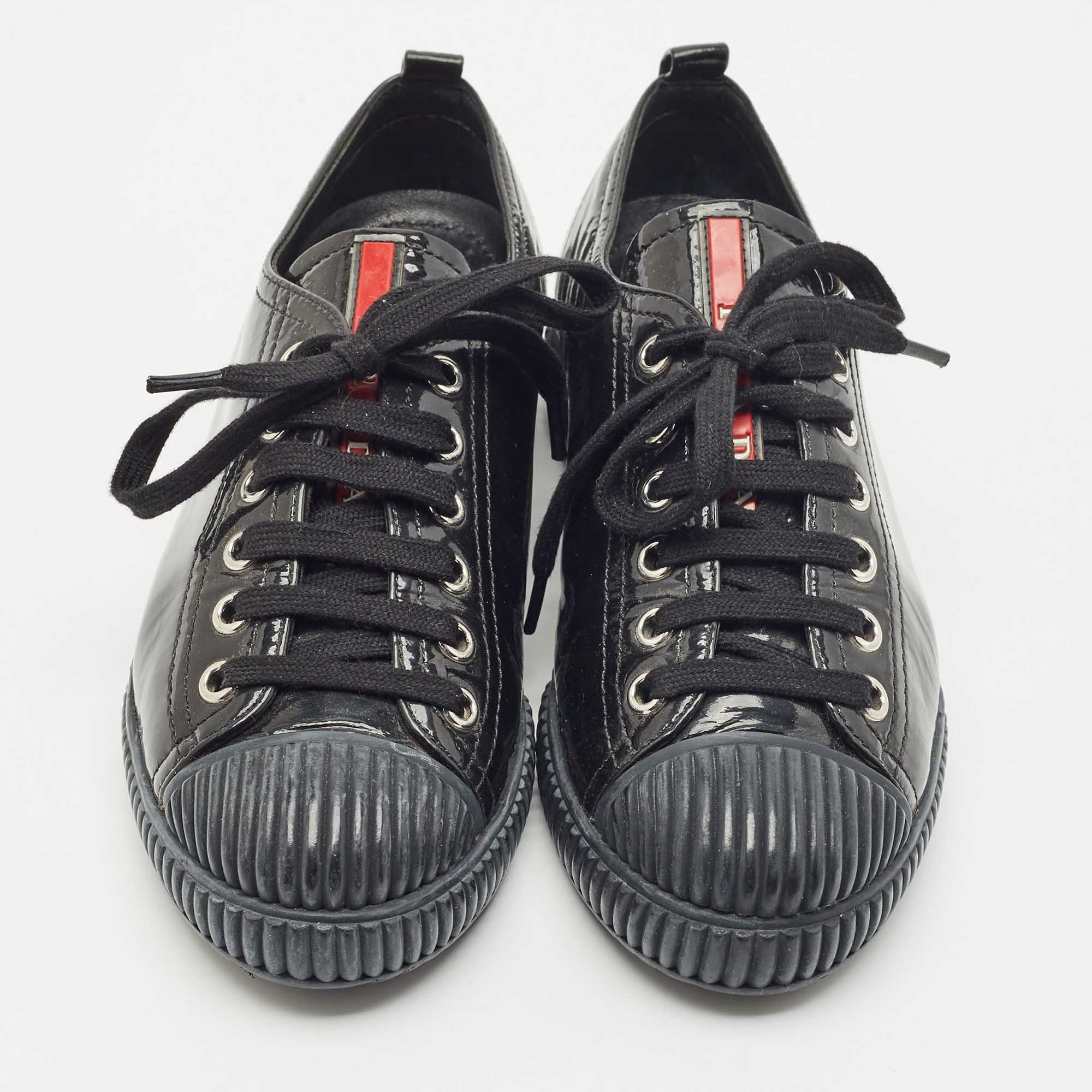 靴 PRADA SPORT Logo flat shoes BLACK Prada Sport Black Patent Leather Ballet Flats Size 36 | eBay