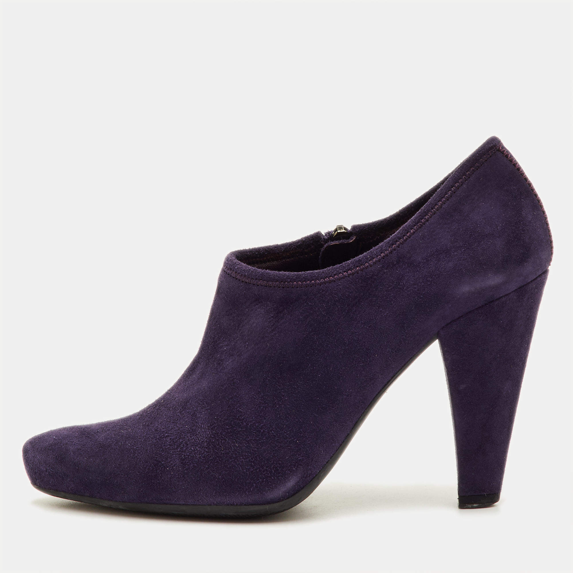 Pre Owned Prada Sport Size 36.5 Dark Purple Suede Ankle Length Boots