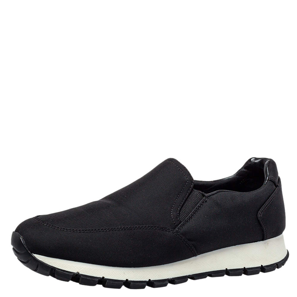 Prada Sport Black Canvas Slip On Sneakers Size 37