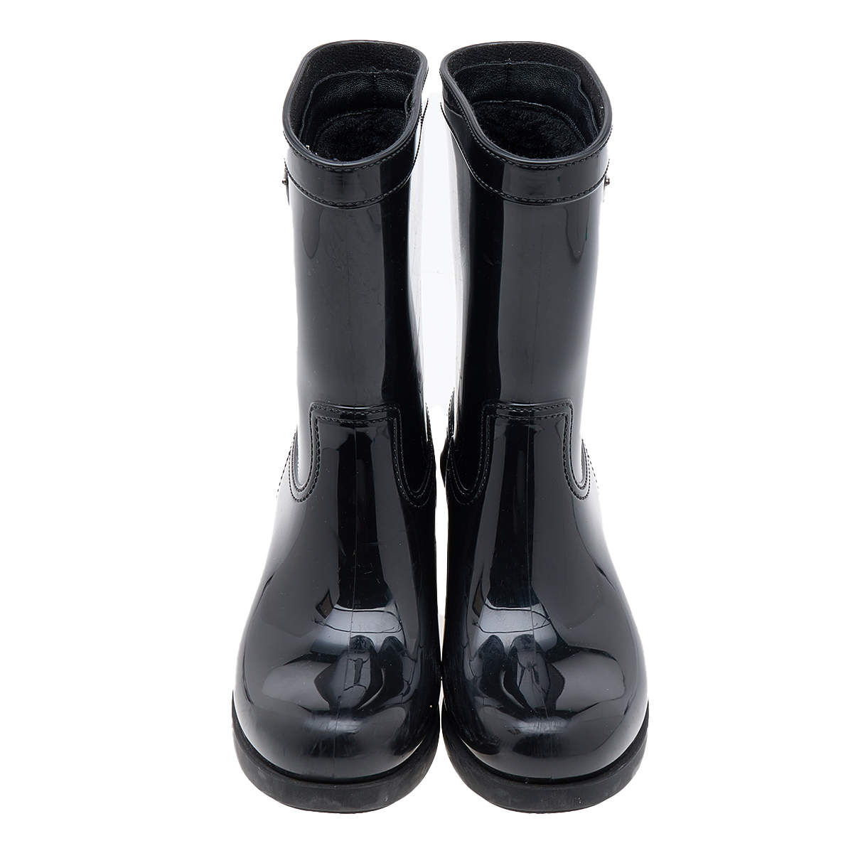 Prada 30mm Leather & Nylon Rain Boots In Black Size 37