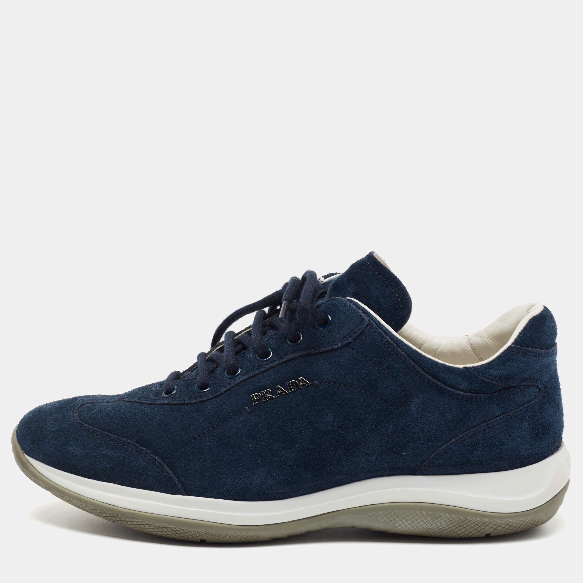 Pre Owned Prada Sport Navy Blue Suede Low Top Sneakers Size 39