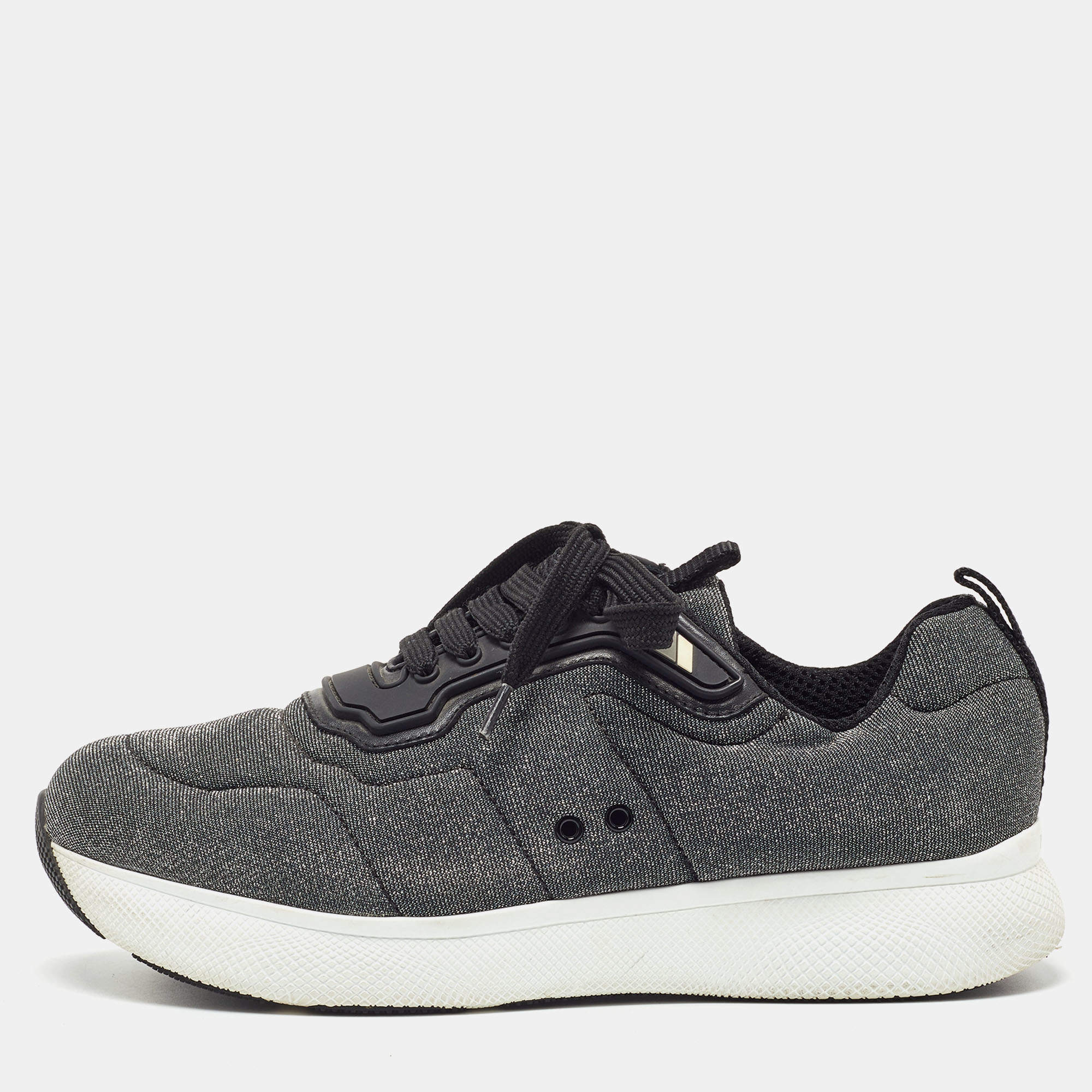 Prada Sport Two Tone Lurex Fabric Low Top Sneakers Size 39
