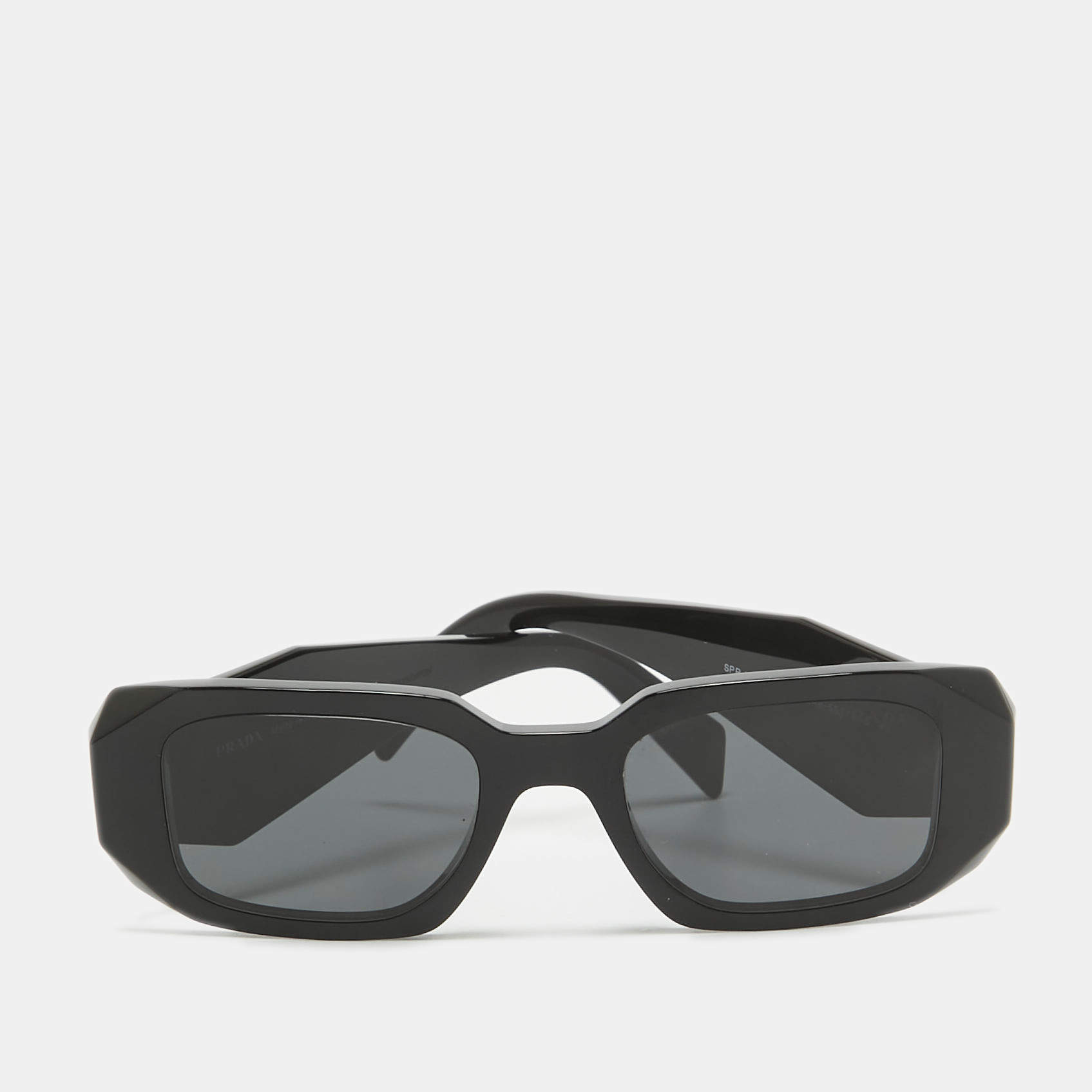 مملوكة مسبقًا Prada Black SPR 17W Symbole Rectangular Sunglasses 