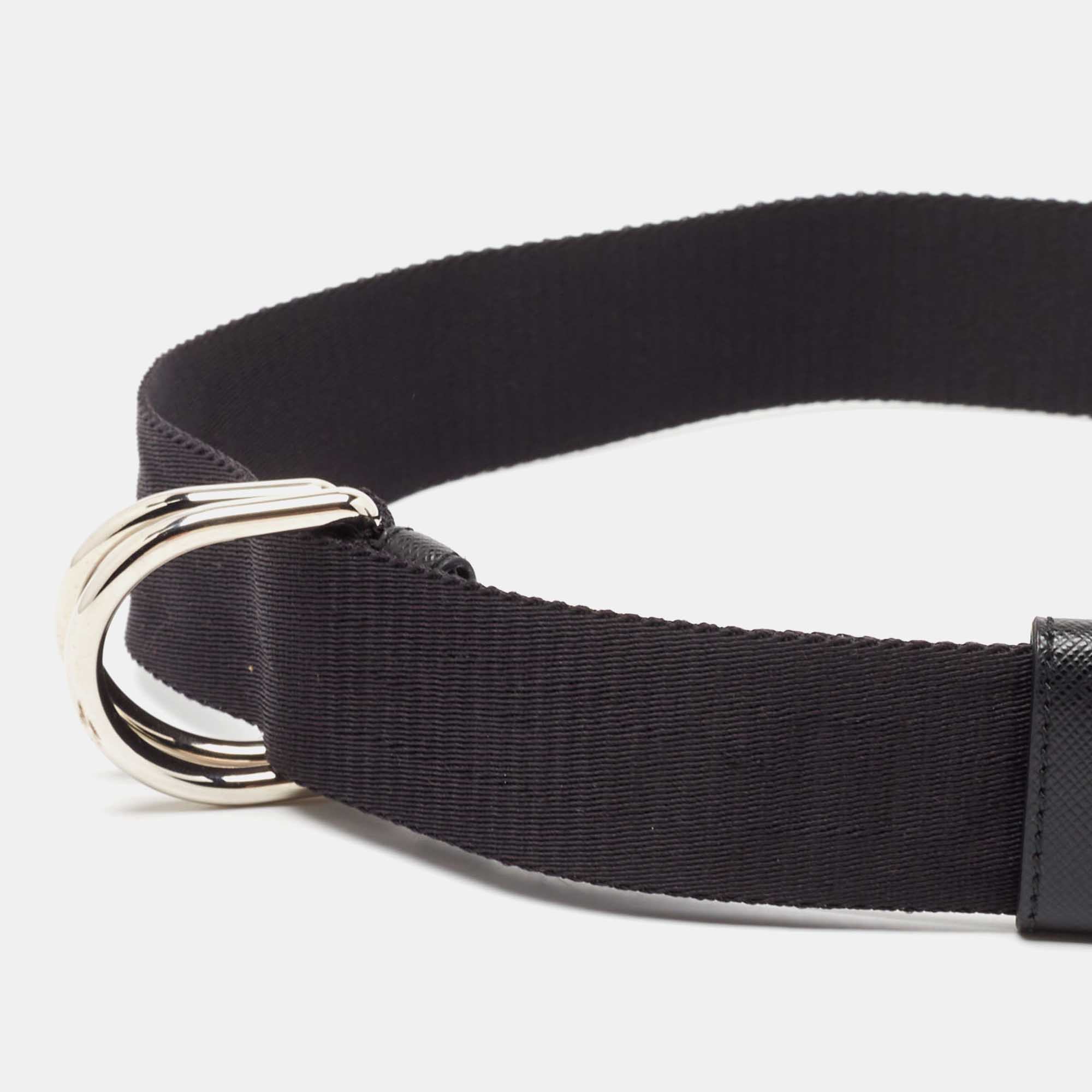 Prada Black Nylon Double Ring Pouch Detail Belt 80CM Prada TLC