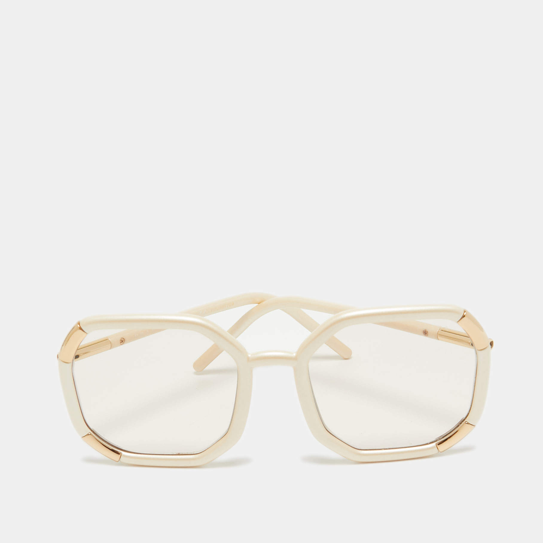 Prada Cream SPR20X Geometric Frame Oversized Sunglasses