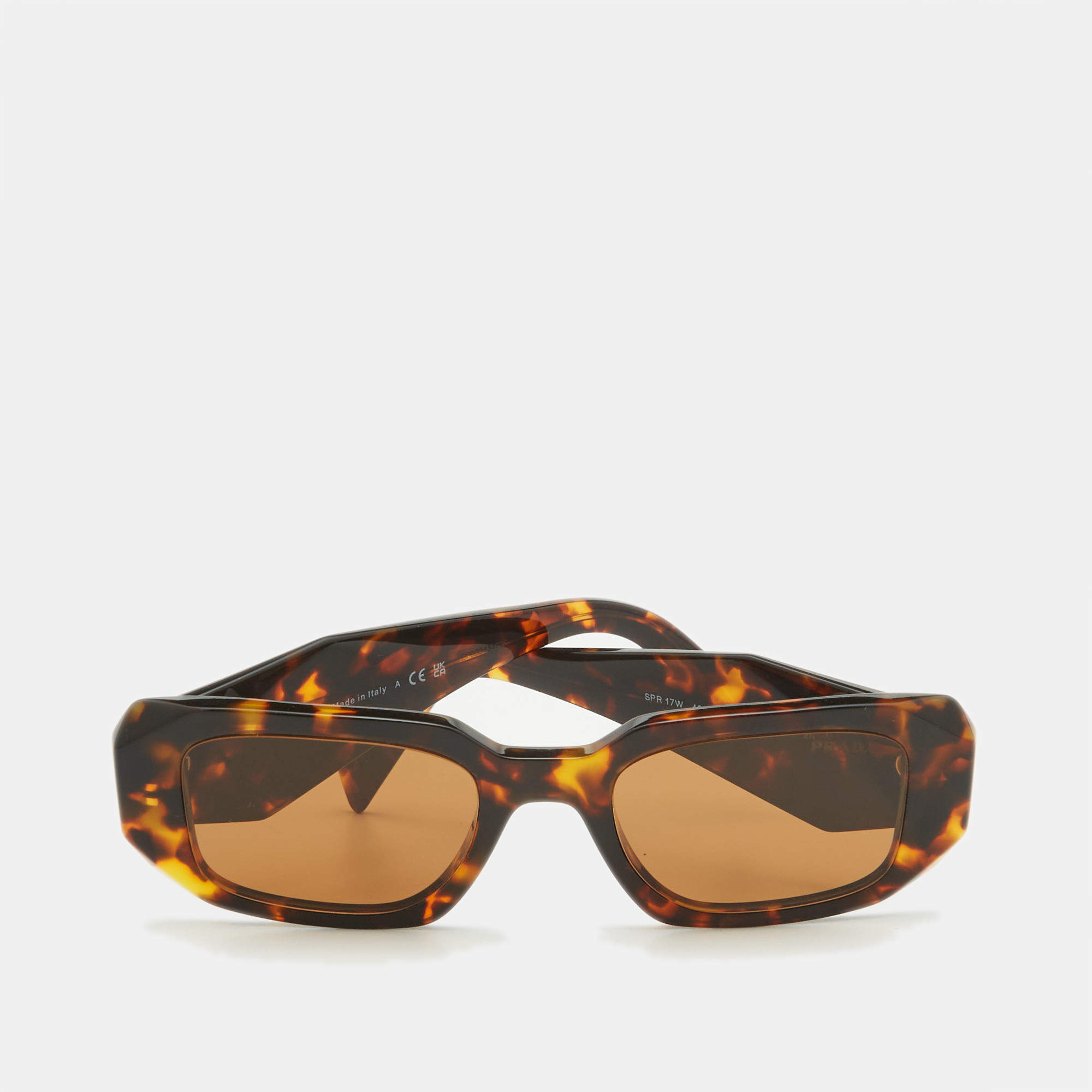 مملوكة مسبقًا Prada Tortoise Brown Gradient SPR17W Symbole Rectangular Sunglasses