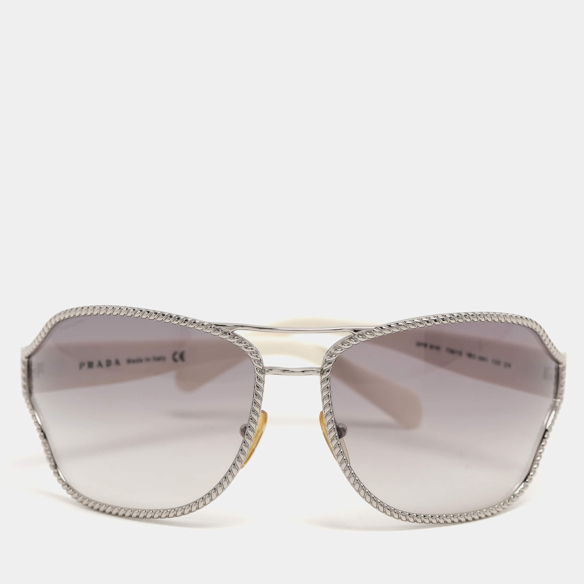 Prada Black/White Metal Shield SPR 61H Sunglasses