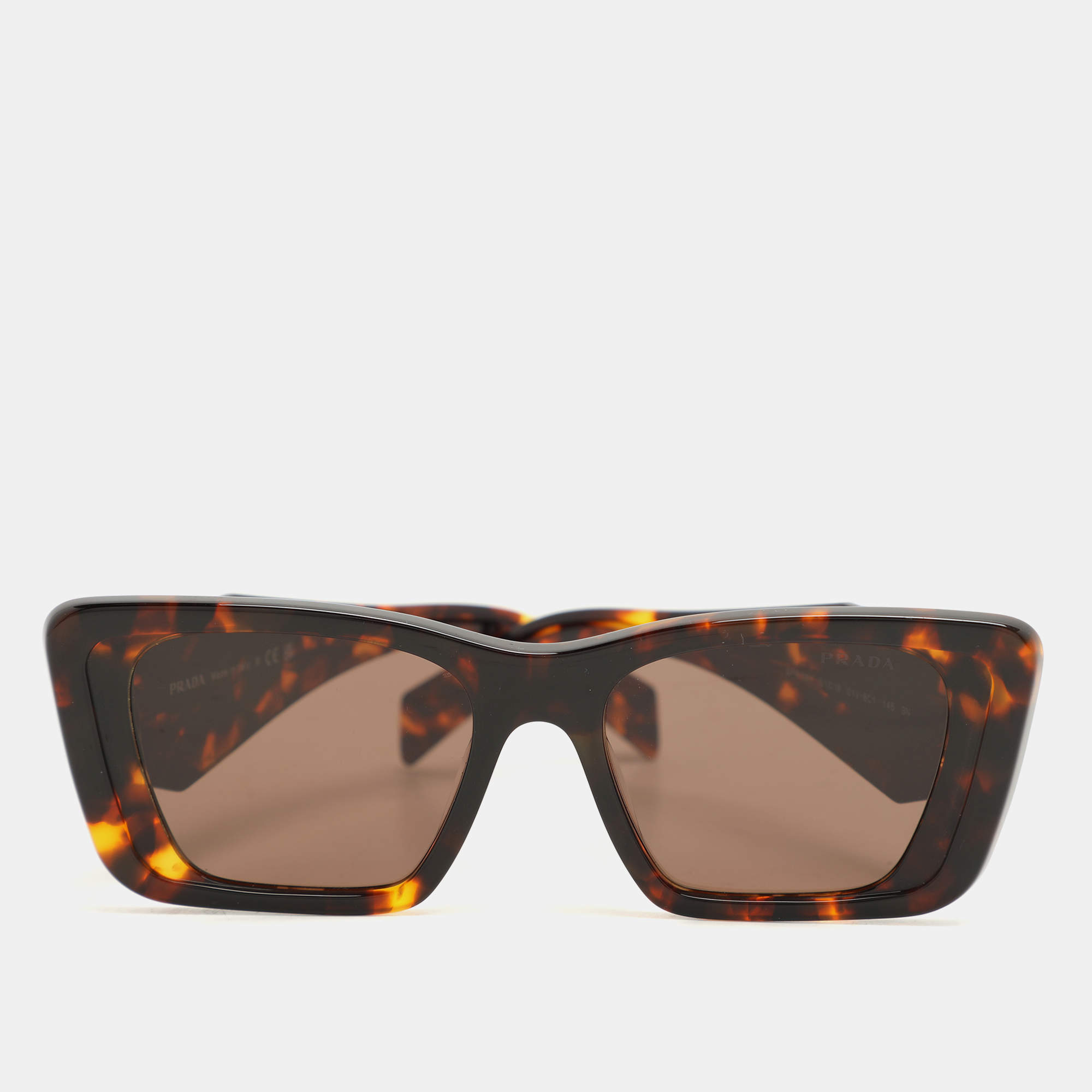 Prada Tortoise Acetate SPR 08Y Symbole Square Sunglasses