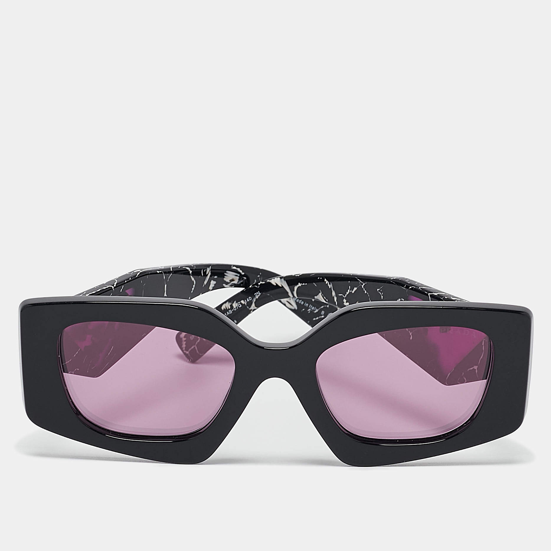 Prada Black/Purple SPR15Y Symbole Rectangle Sunglasses
