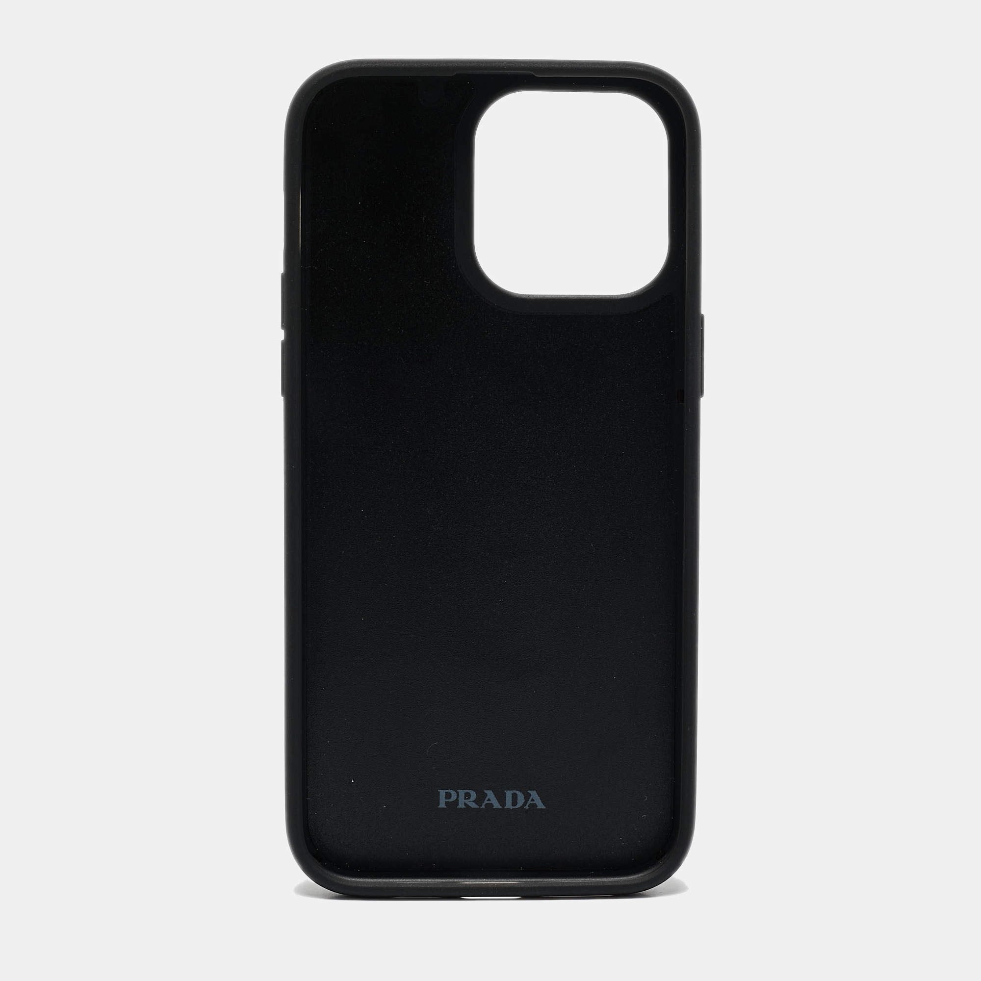 PRADA - PRADA プラダ SAFFIANO  iPhone14Pro case BK Prada Men's Saffiano Leather iPhone 14 Pro Max Phone Case