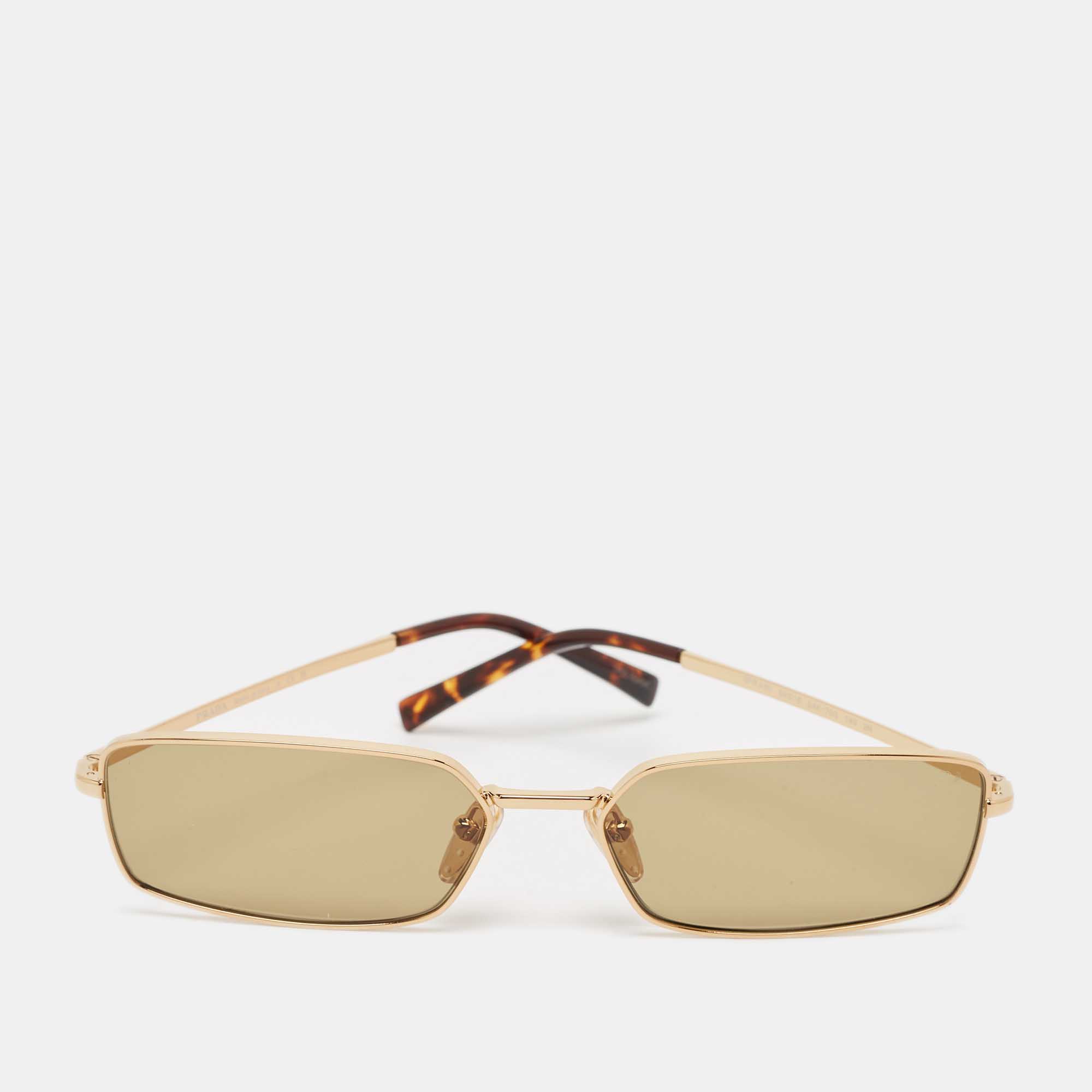 Prada Tortoise Brown/Gold SPR A60 Rectangular Sunglasses