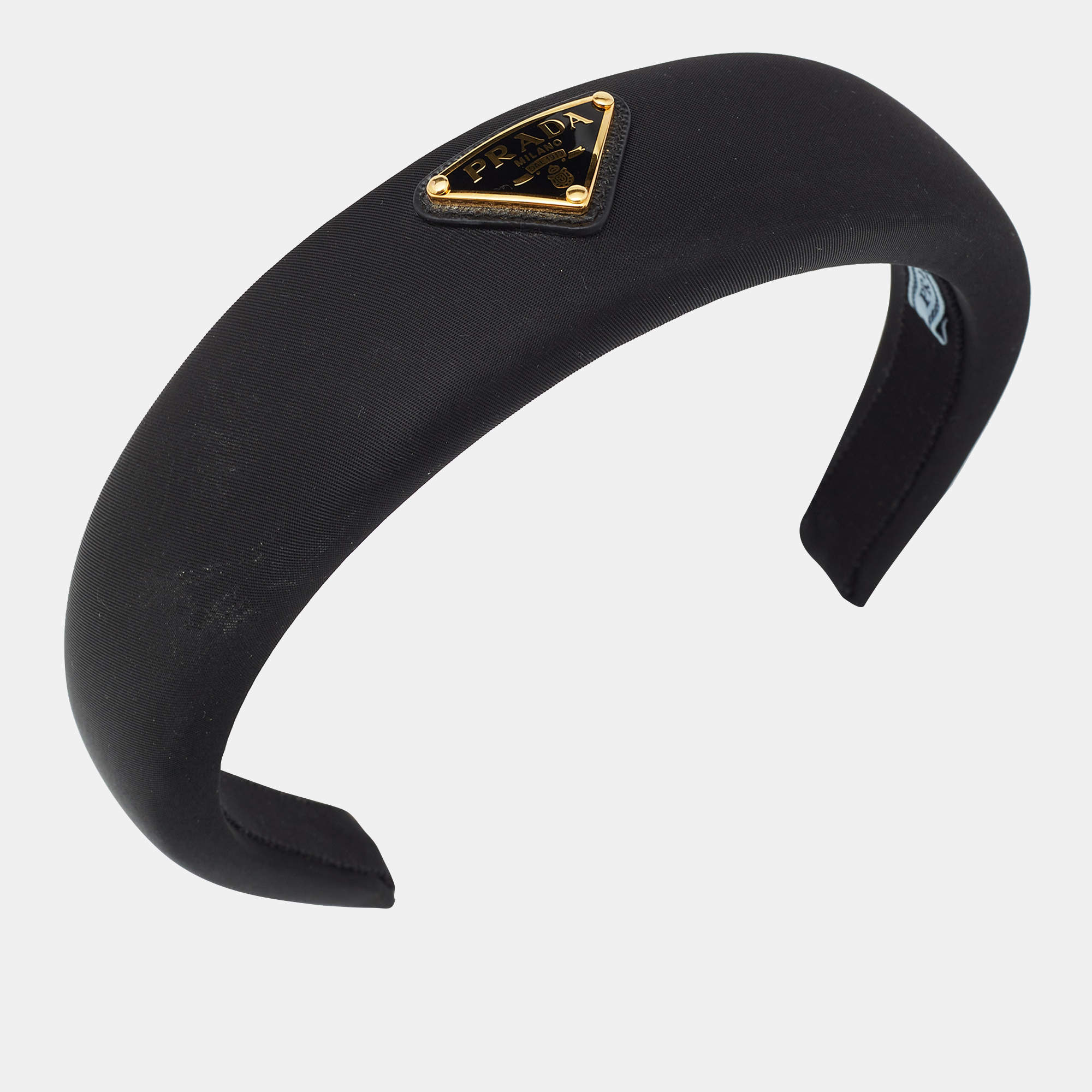 Prada Black Trinangle Logo Re-Nylon Head Band 