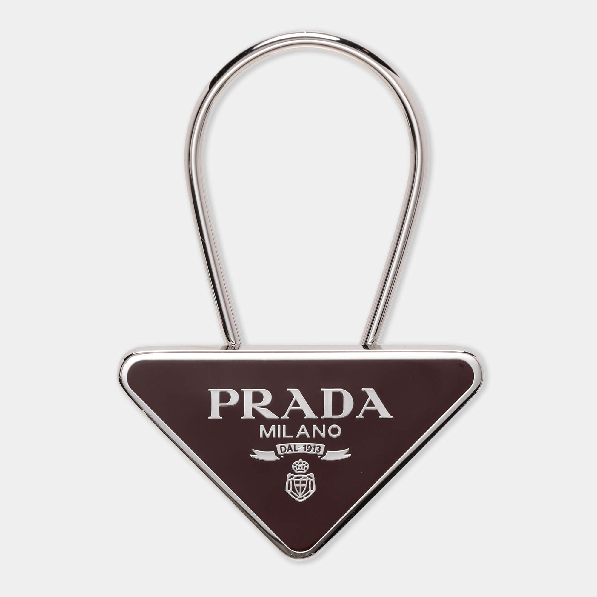 Prada Burgundy Triangle Logo Key Chain