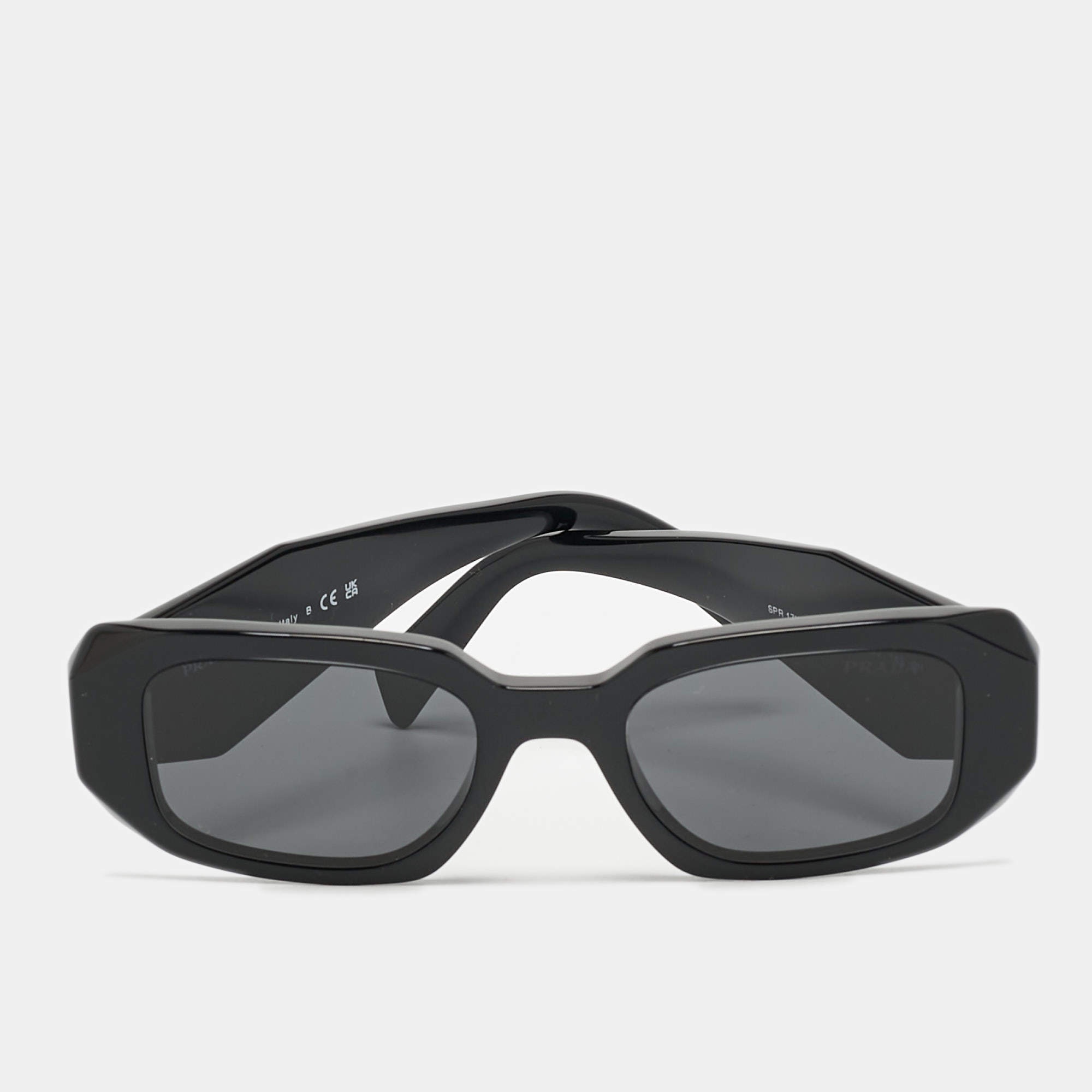 Pre Owned Pravda Black SPR 17W Symbole Rectangle Sunglasses