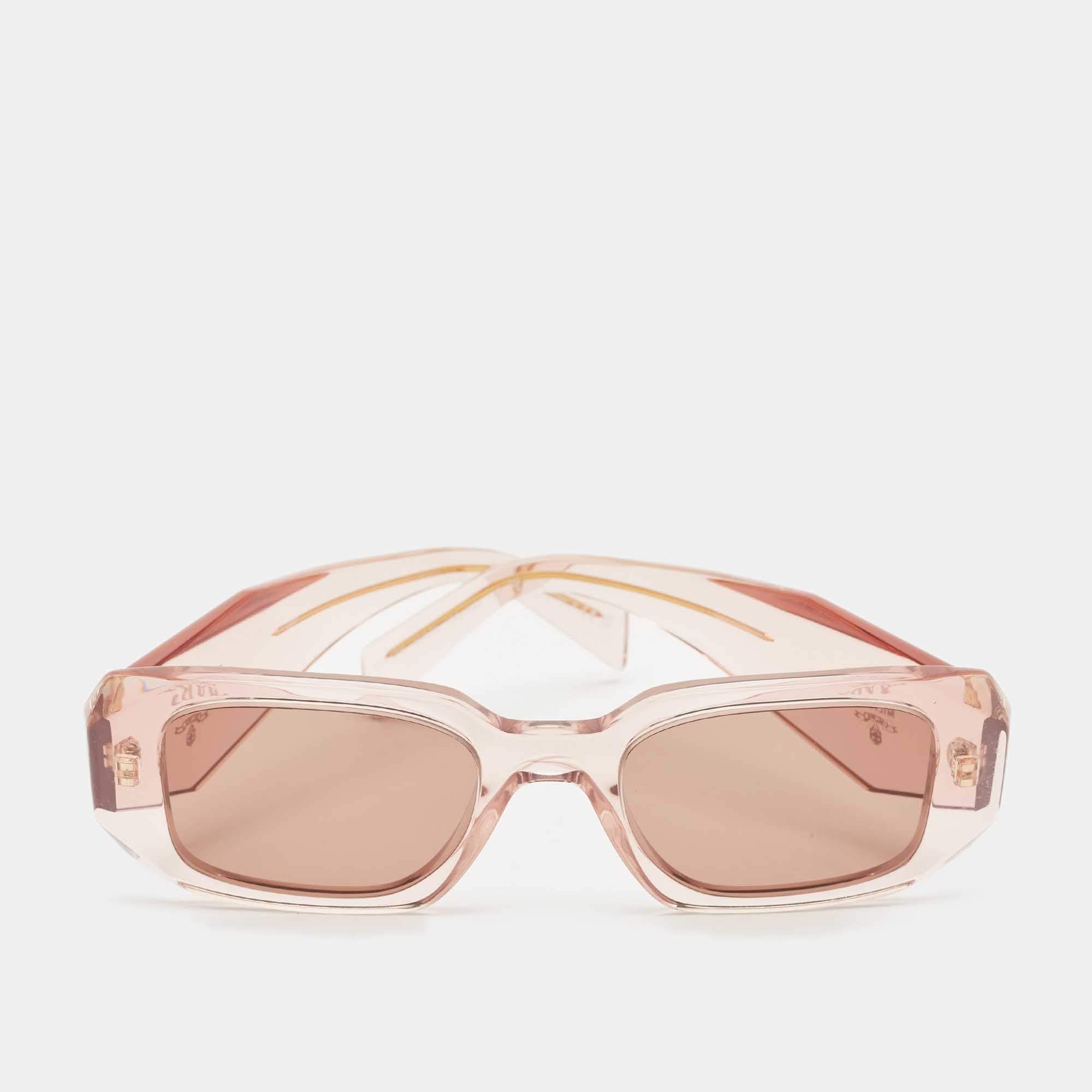 Prada Peach SPR17W Symbole Rectangle Sunglasses