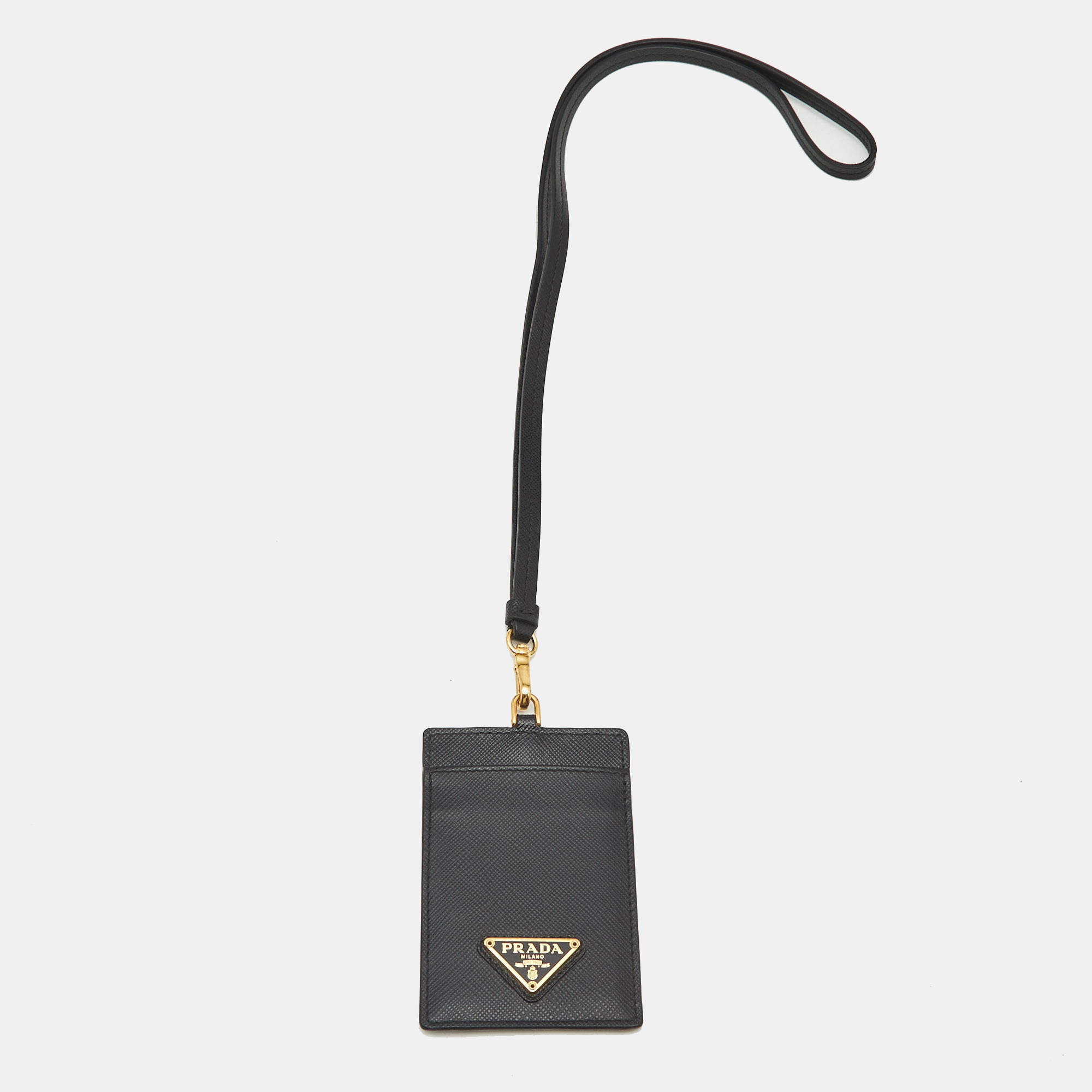 Prada Black Saffiano Leather Badge Holder