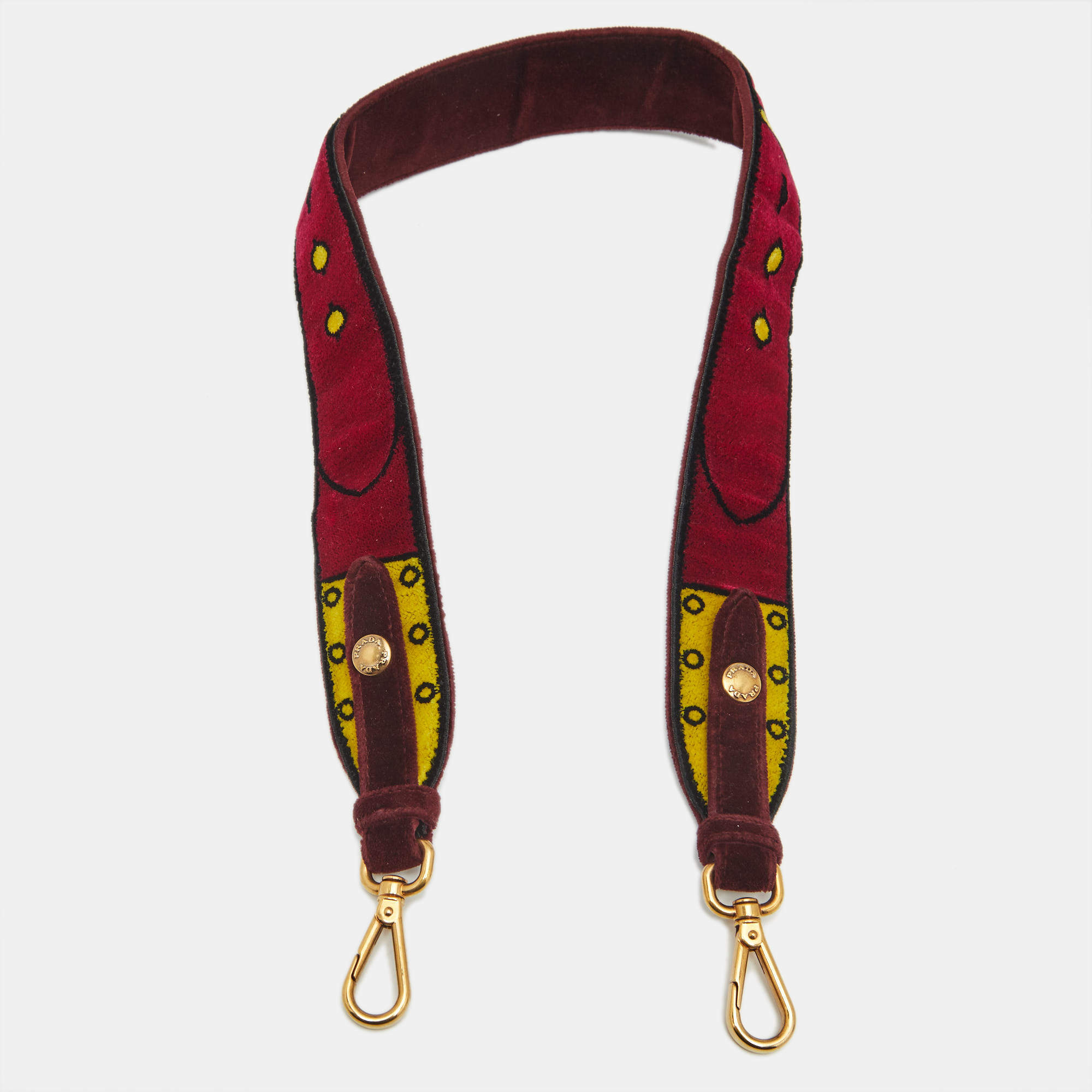Pre Owned Prada Magenta Velvet Patterned Velour Shoulder Bag Strap