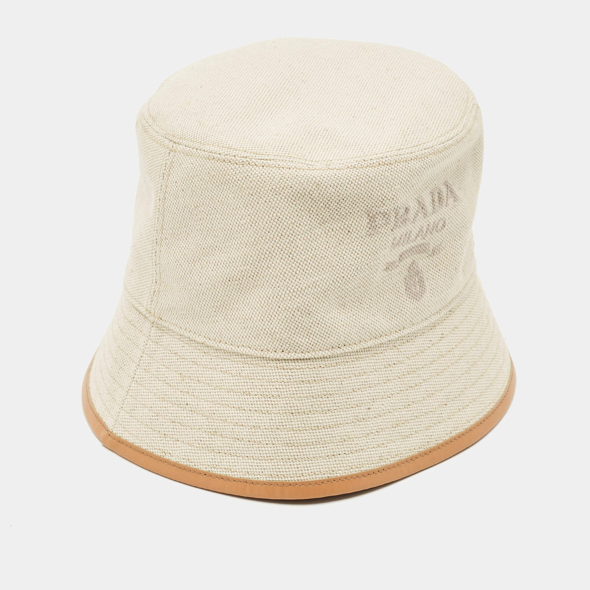 Pre Owned Prada Beige Linen Blend Bucket Hat M