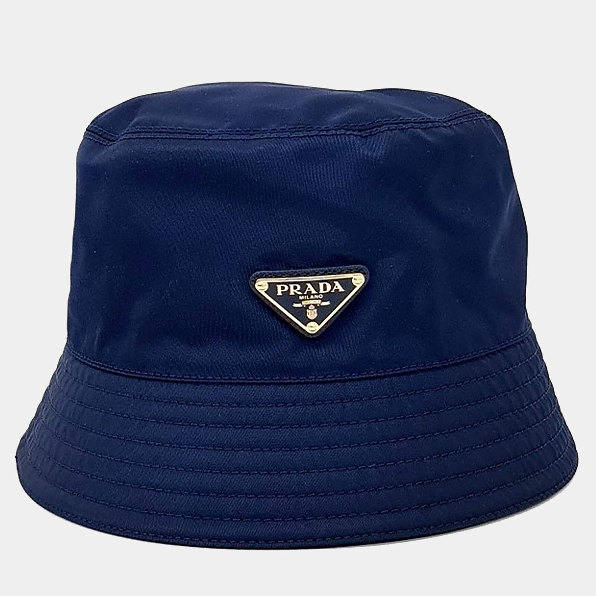 Pre Owned Prada Navy Blue Bucket Hat