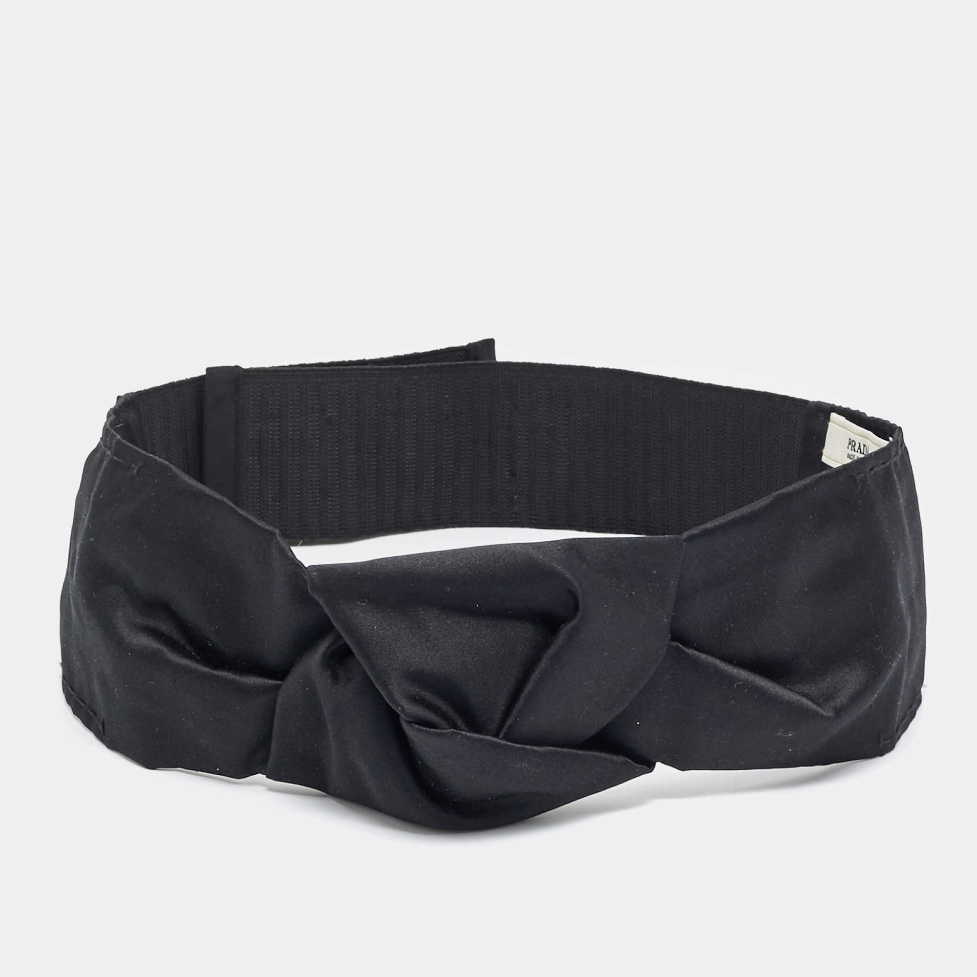 مملوكة مسبقًا Prada Black Satin Knotted Waist Belt S