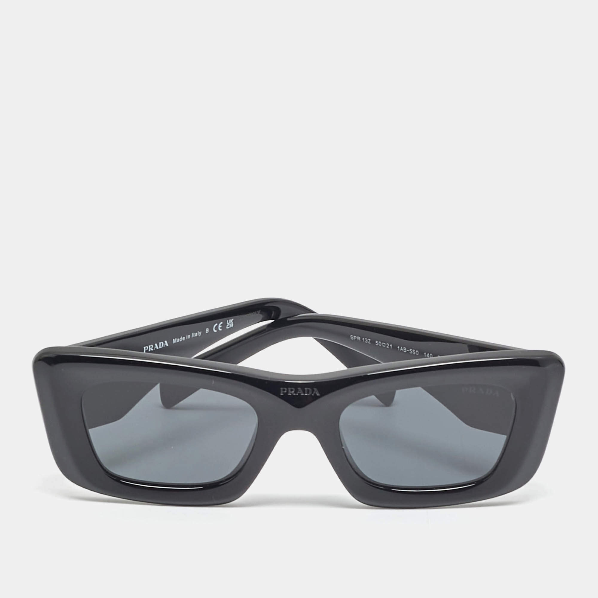 Pre Owned Prada Black SPR 13Z Symbole Cat Eye Sunglasses