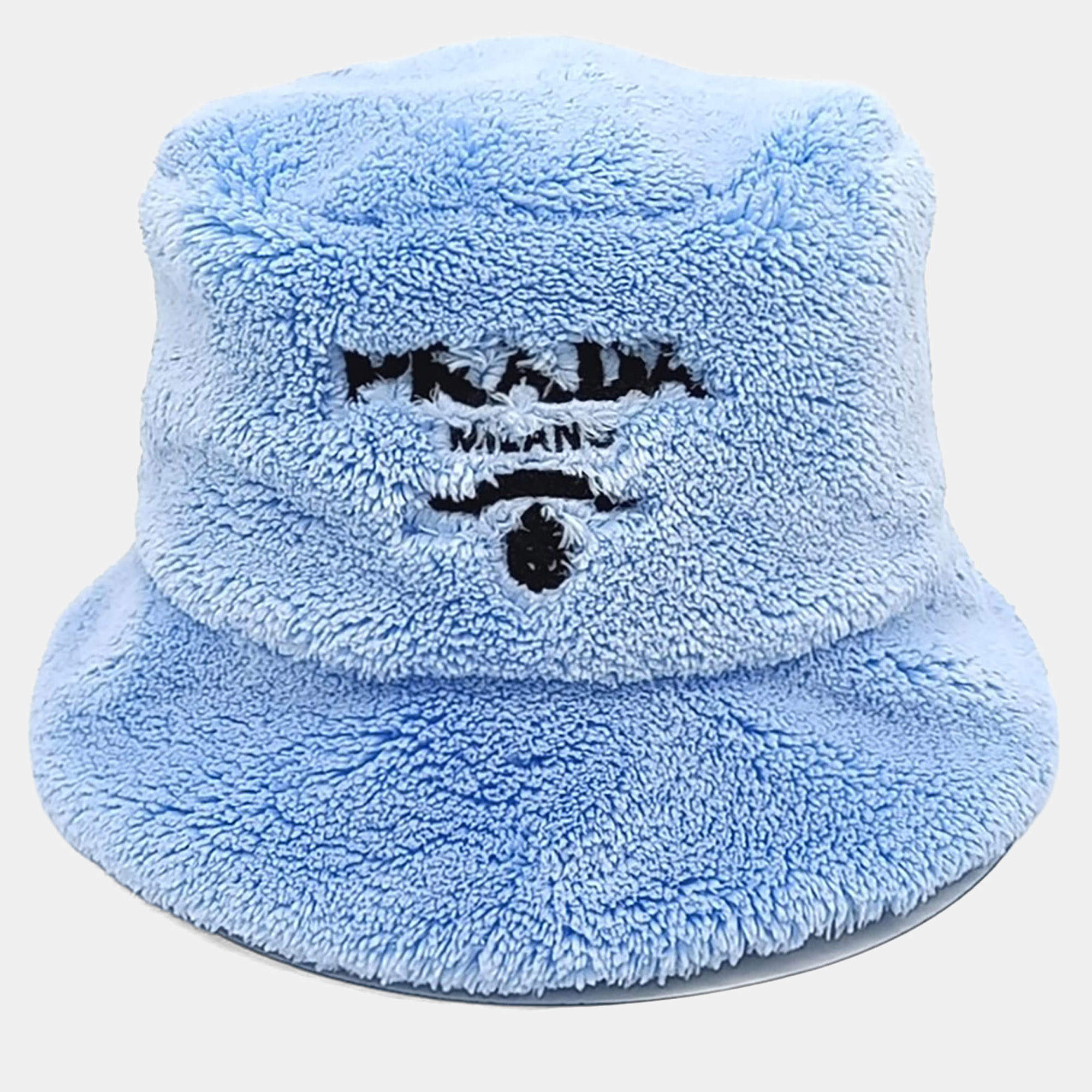 Pre Owned Prada Terry Sky Blue Polyester Bucket Hat (1HC137)