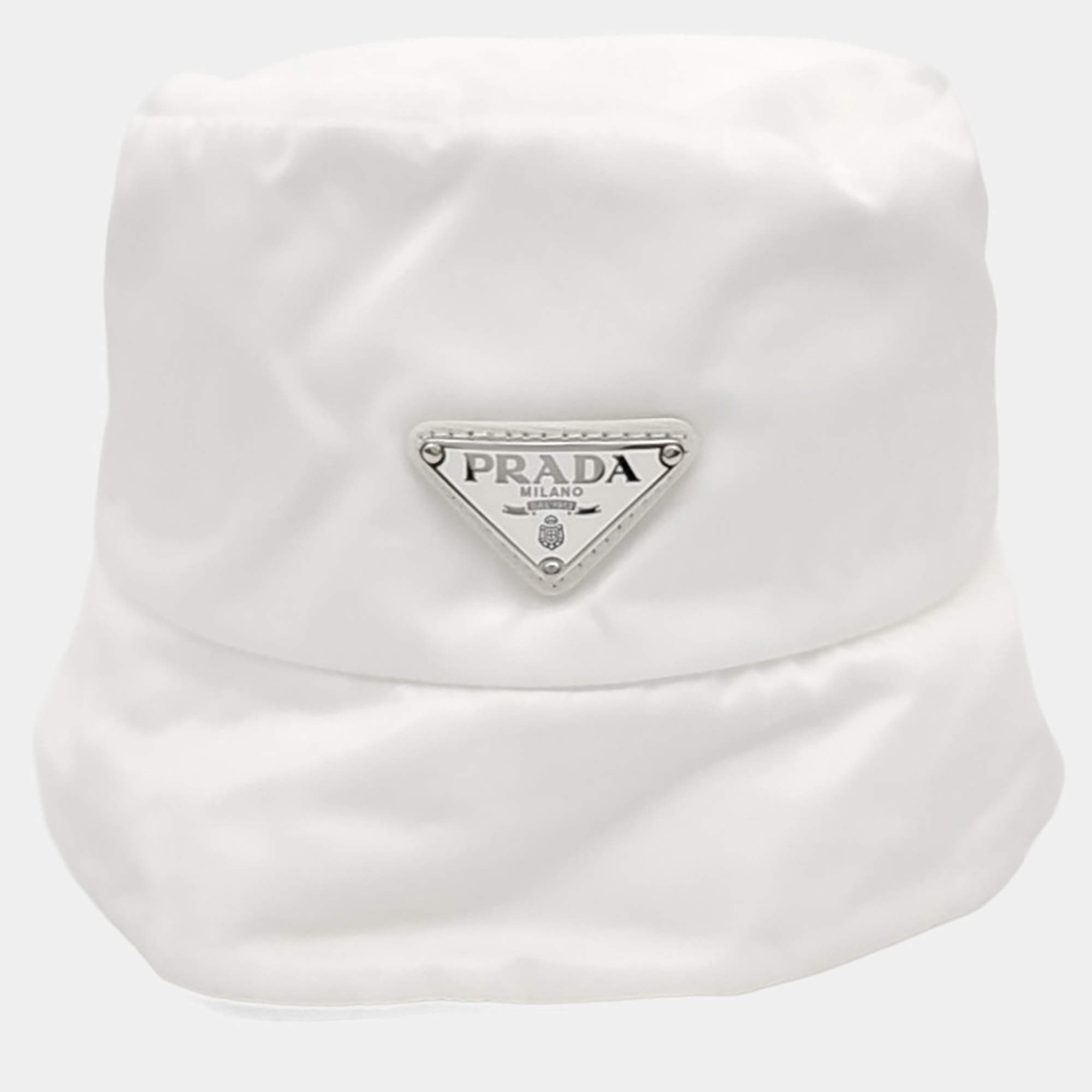 مملوكة مسبقًا Prada x Adidas White Re-Nylon Bucket Hat
