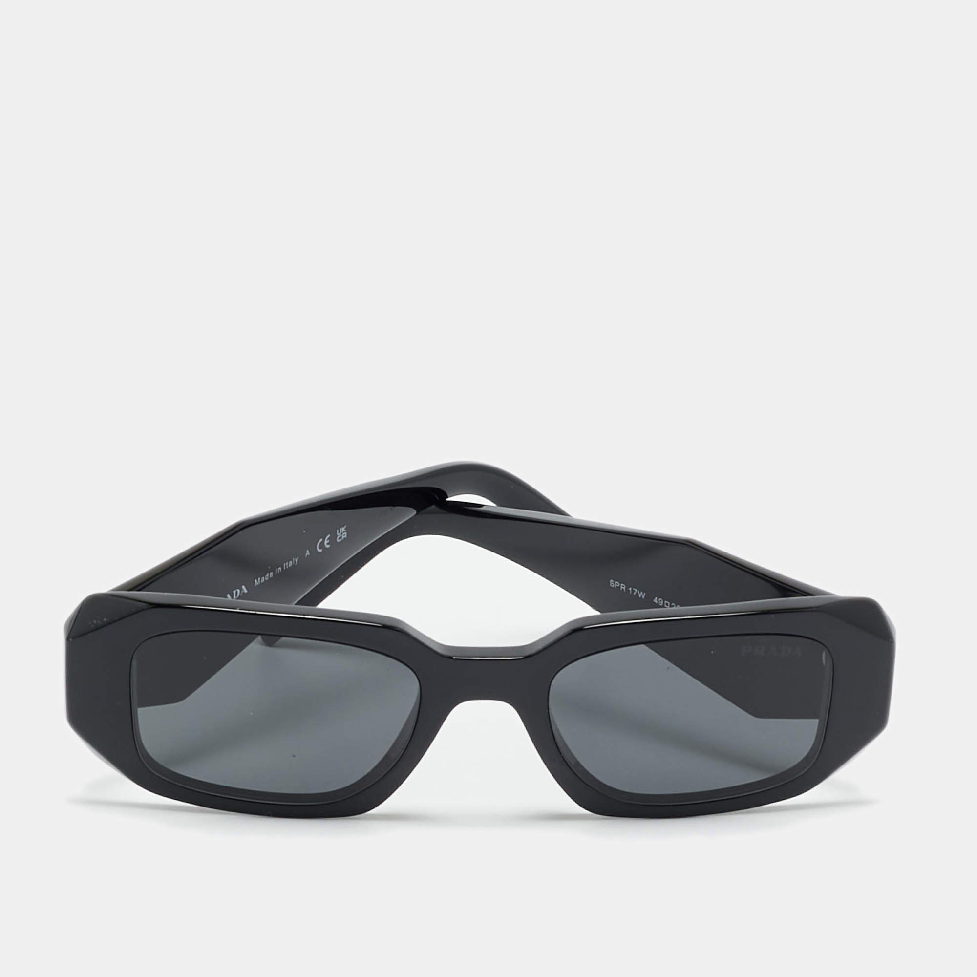 مملوكة مسبقًا Prada Black SPR 17W Symbole Rectangle Sunglasses