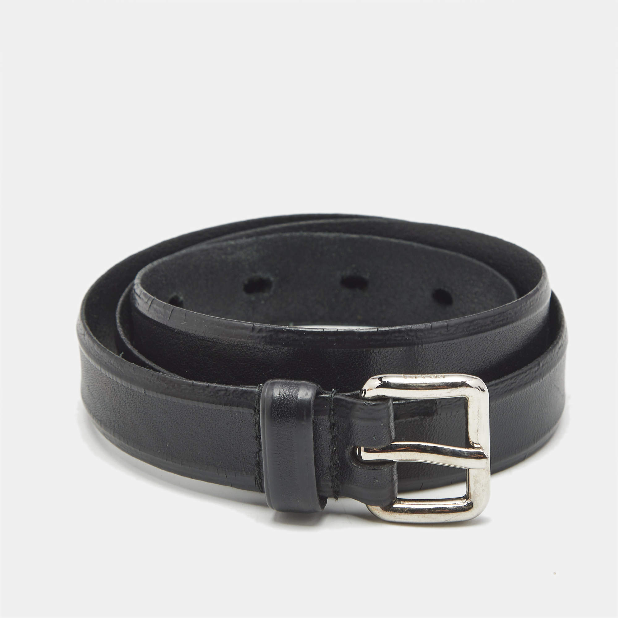 Pre Owned Prada 80 CM Buckle Belt Black Leather