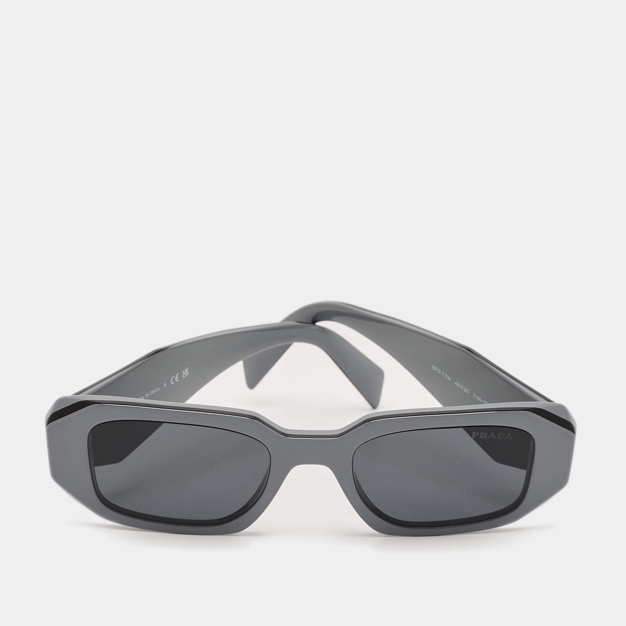 Pre Owned Prada Blue/Grey SPR 17W Symbole Rectangle Sunglasses