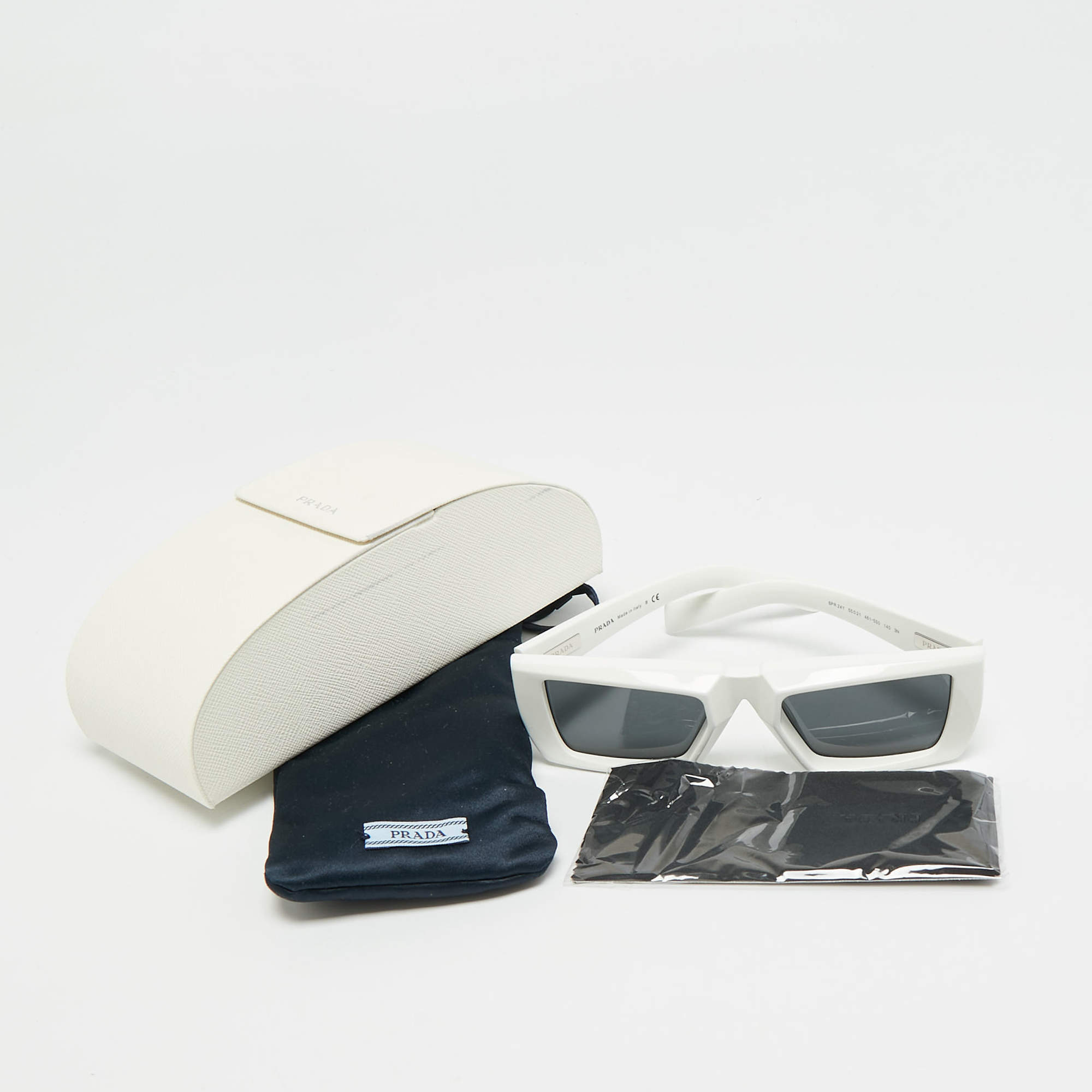 Prada White/Black SPR 24Y Frame Rectangle Sunglasses Prada | TLC US