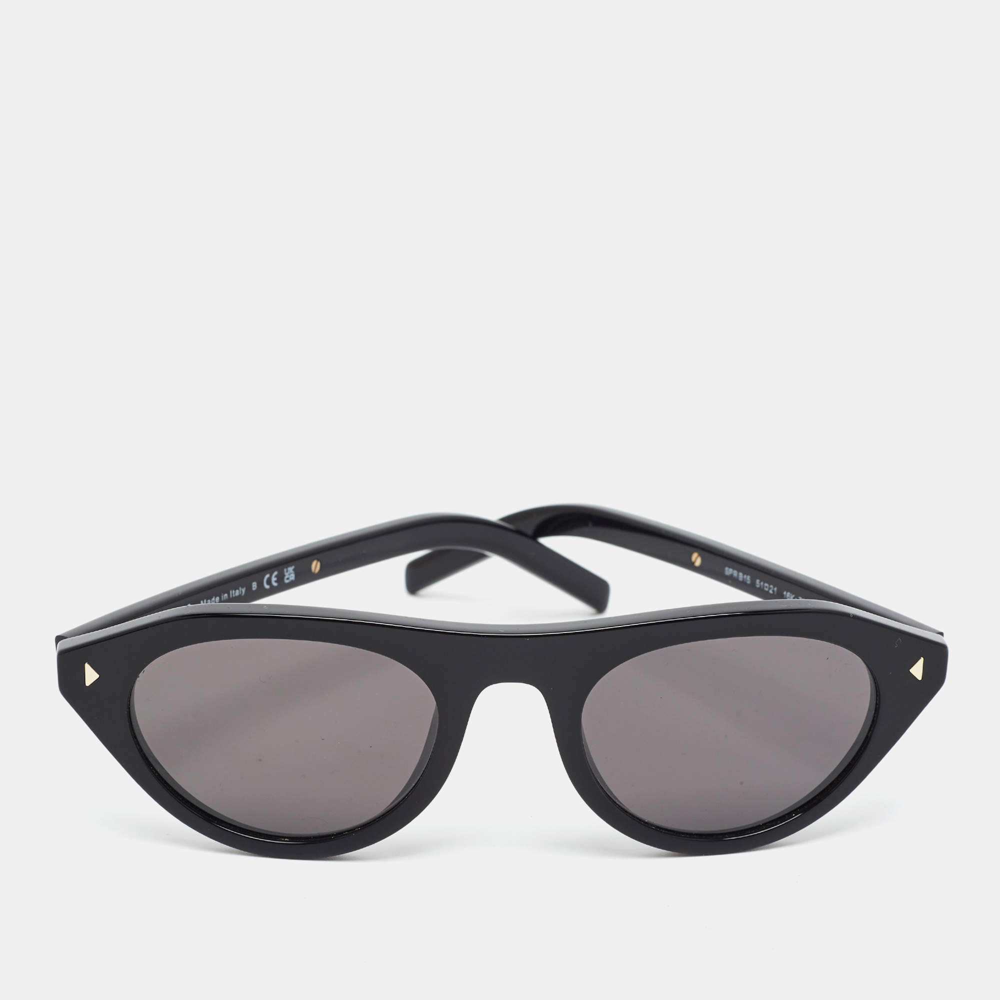 Pre Owned Prada Black/Grey SPRB15 Cat-Eye Sunglasses