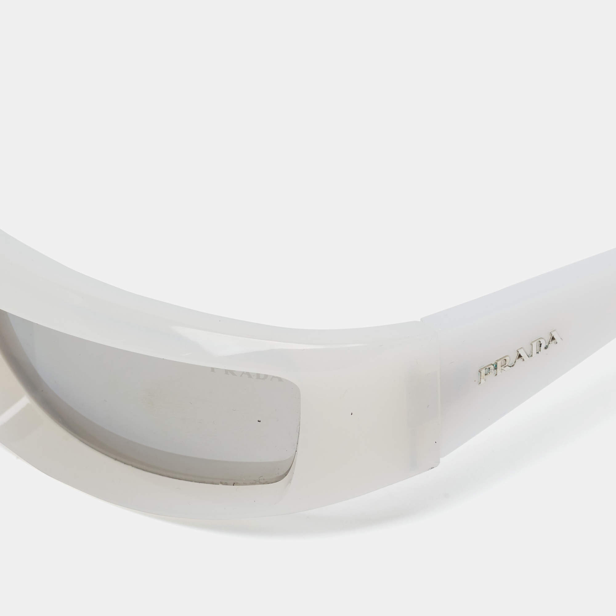 Prada White/Grey SPR24Y Frame Rectangular Sunglasses Prada | TLC