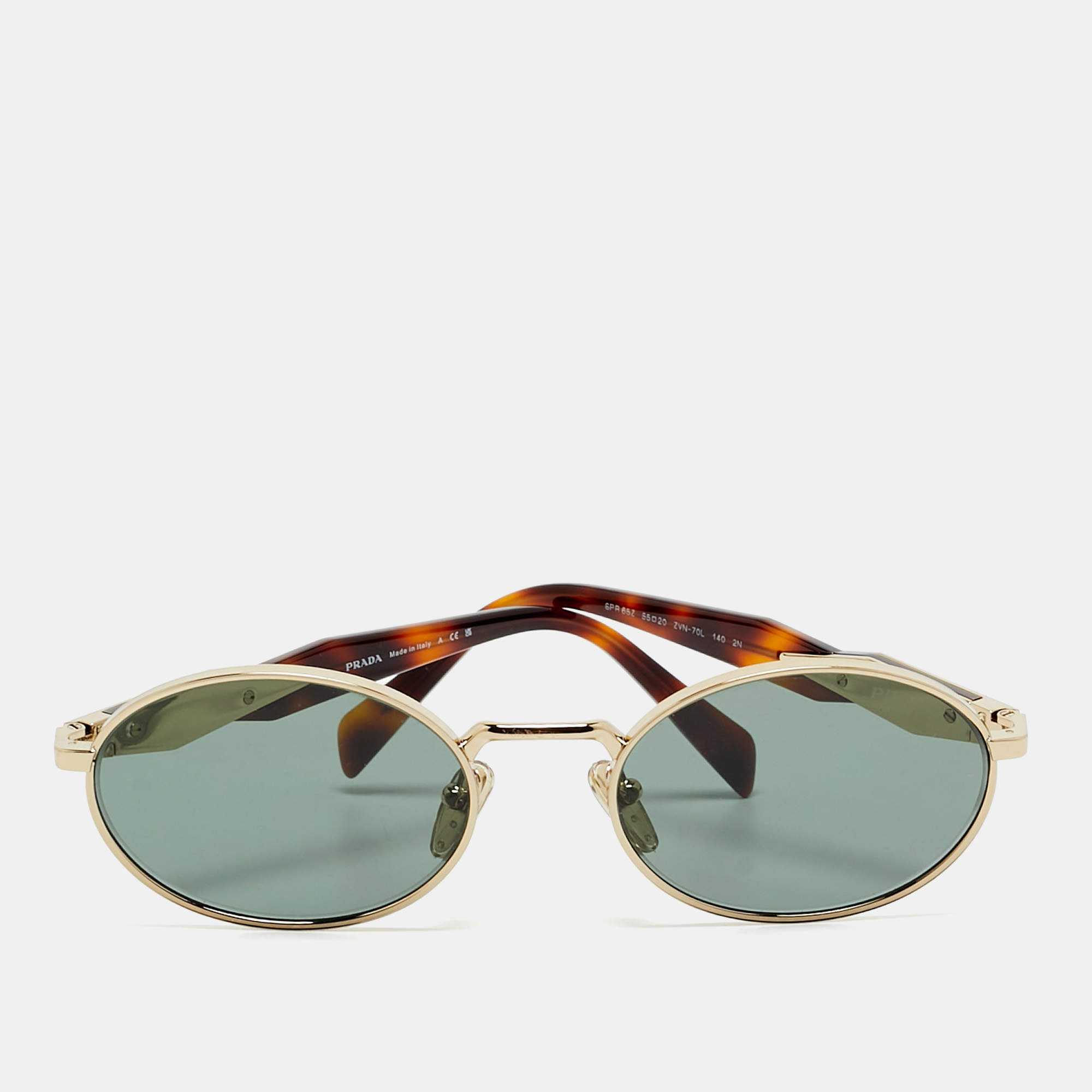 Pre Owned Prada Black/Gold Tone SPR 65Z Oval Sunglasses