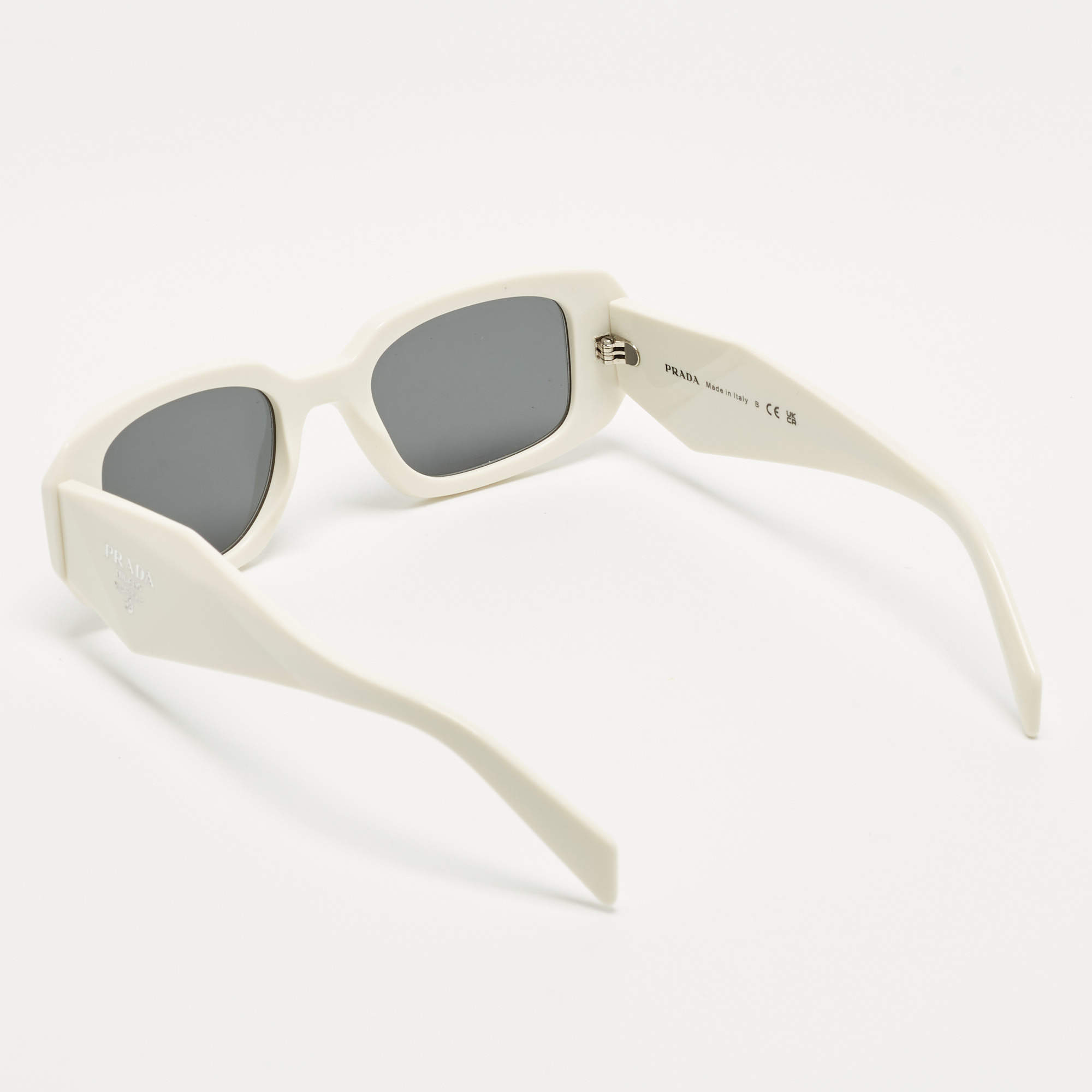 Prada White/Grey SPR24Y Frame Rectangular Sunglasses Prada | TLC