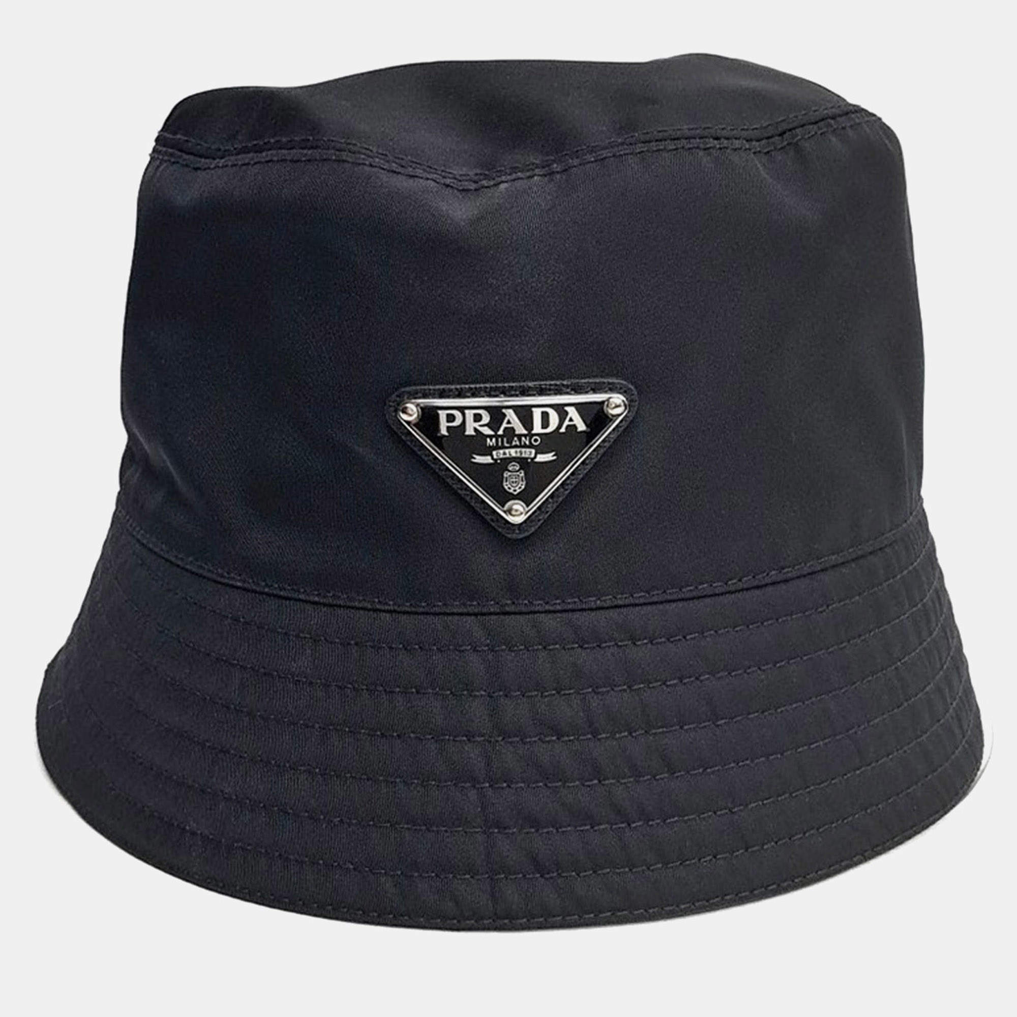 Pre Owned Prada Black Re-Eylon Bucket Hat