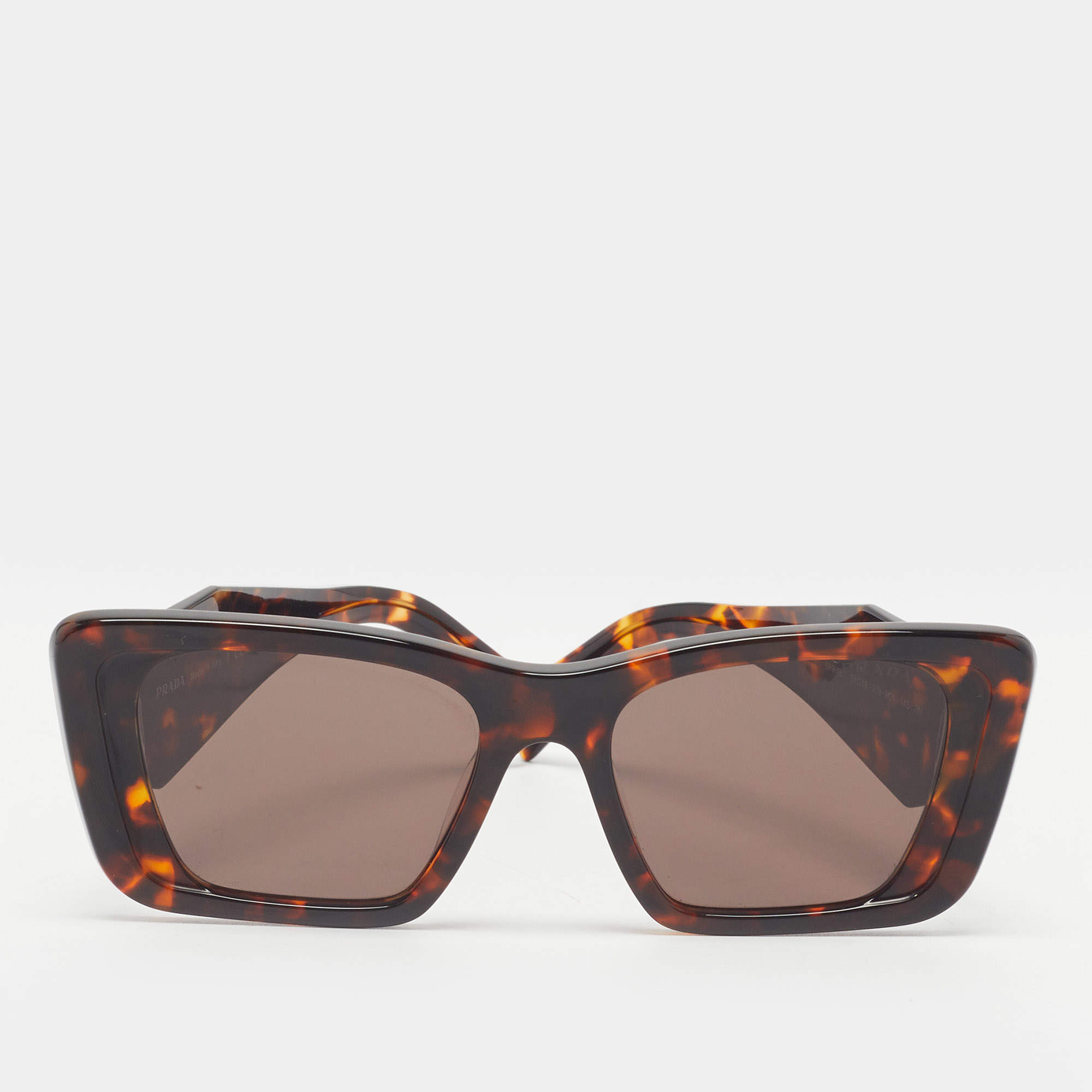 مملوكة مسبقًا Prada Tortoise Brown SPR 08Y Symbole Cat Eye Sunglasses