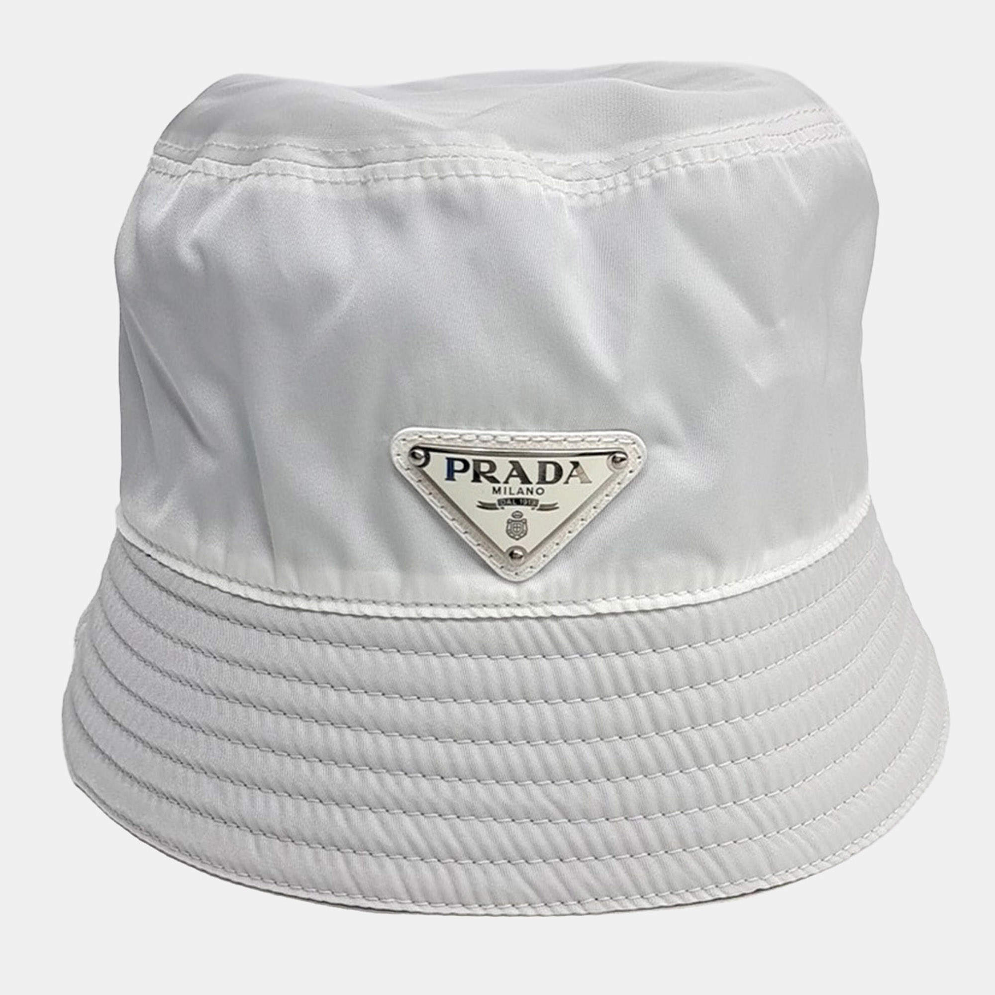 Pre Owned Prada white Nylon bucket hat