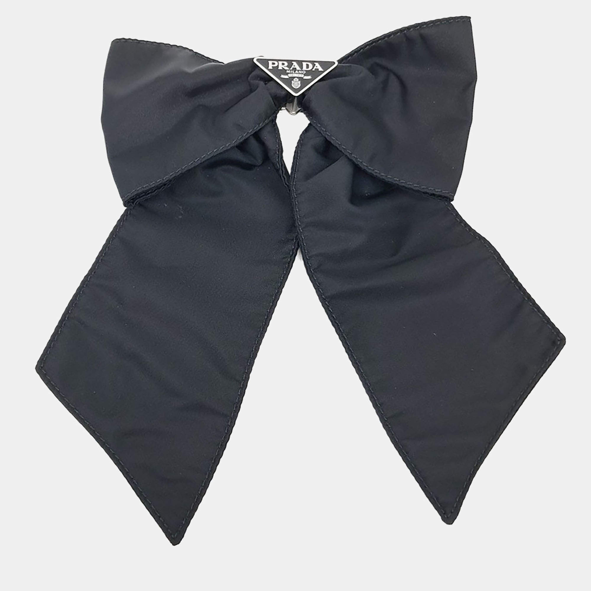Pre Owned Prada Bow Black Nylon Hairpin