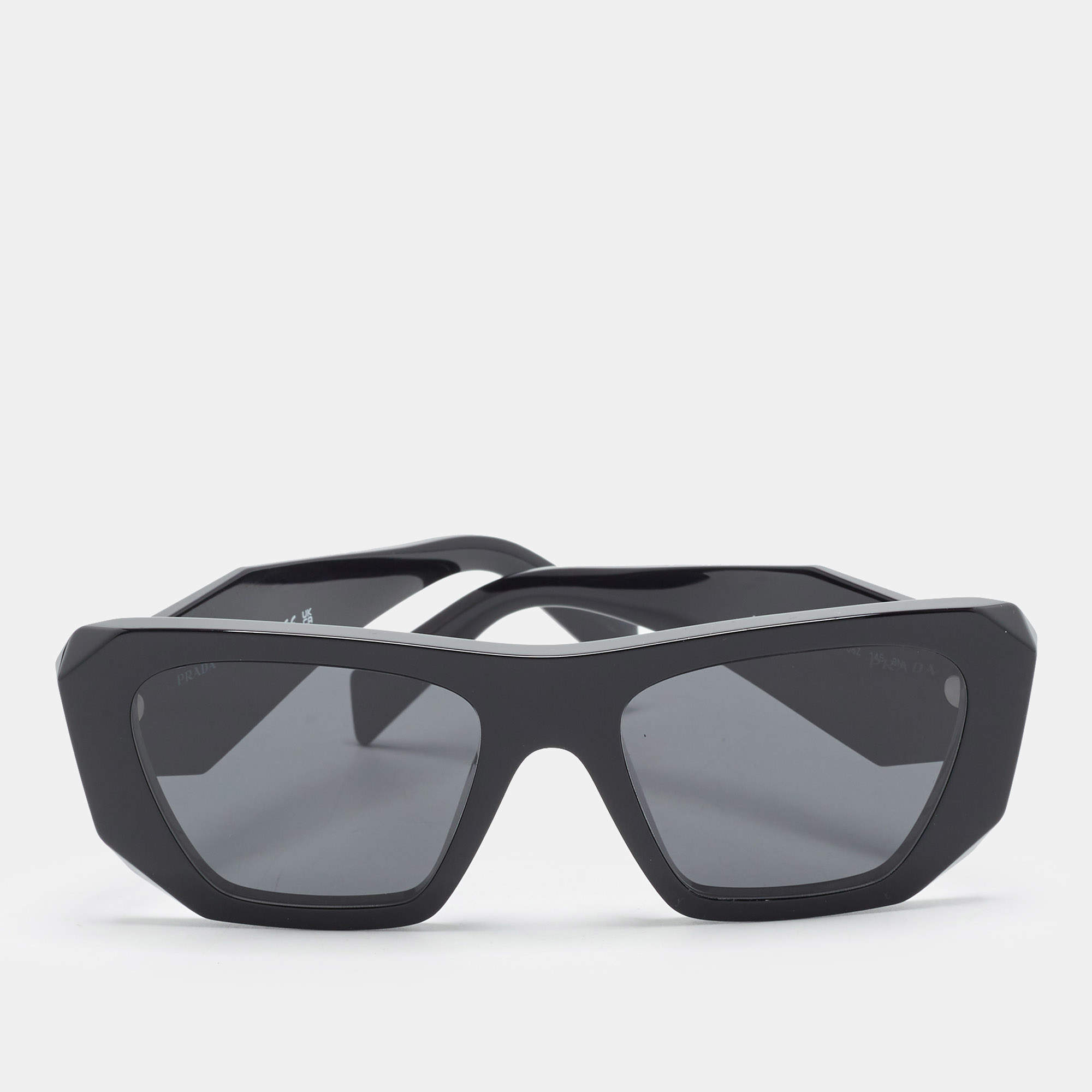 Pre Owned Prada Black SPR B18 Symbole Frame Square Sunglasses