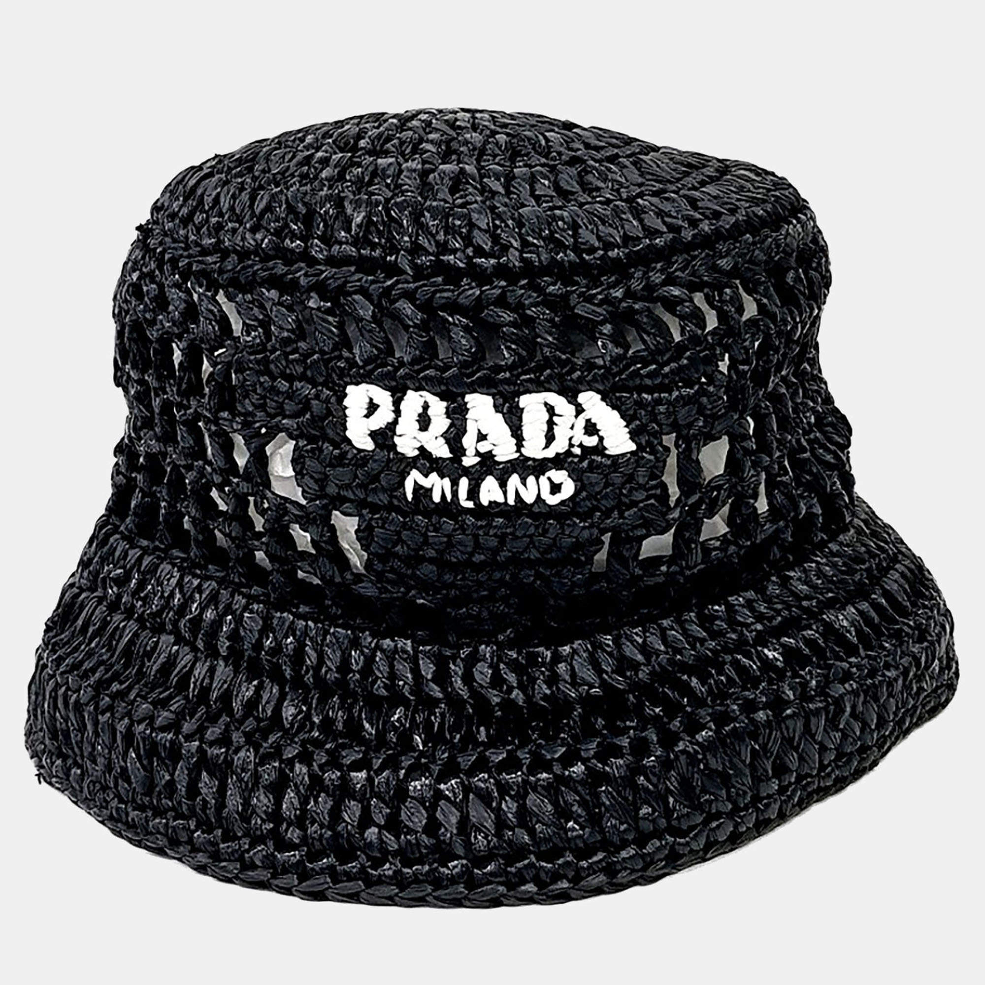 Pre Owned Prada Black Bucket Hat (1HC137)